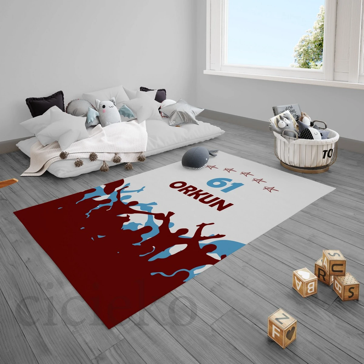 Trabzonspor Baba Oğul Taraftar 5'li Set Halı, Perde, Nevresim, Avize, Kırlent Kılıfı