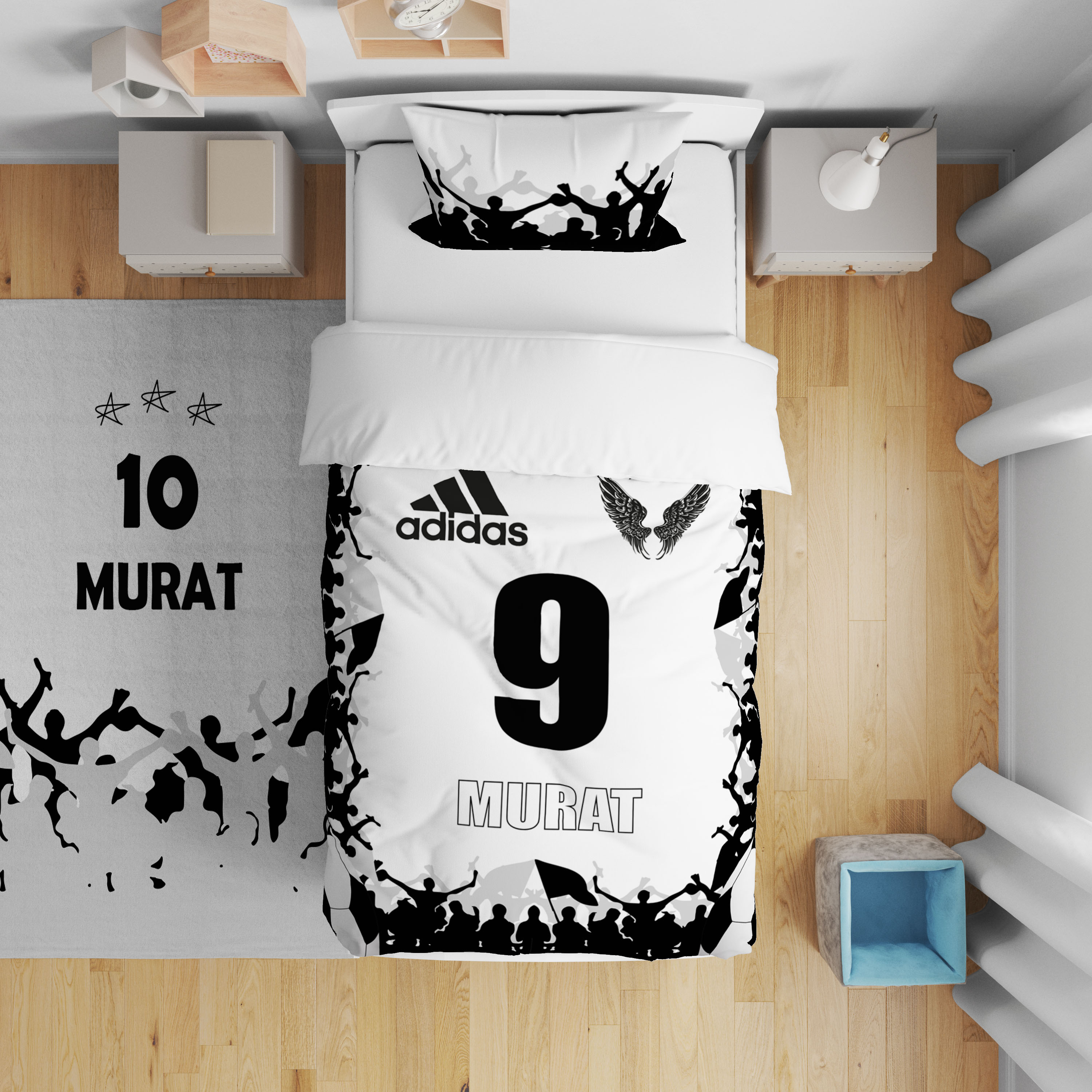 Siyah Beyaz Forma Desenli Nevresim Takımı