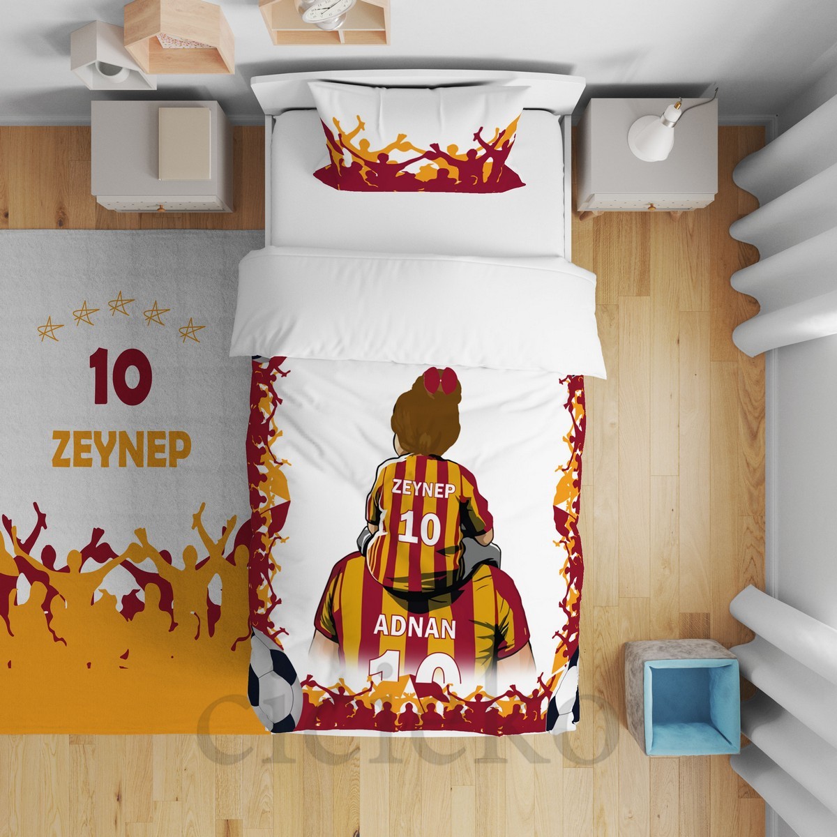 Sarı Kırmızı Baba Kız Taraftar Nevresim Takımı