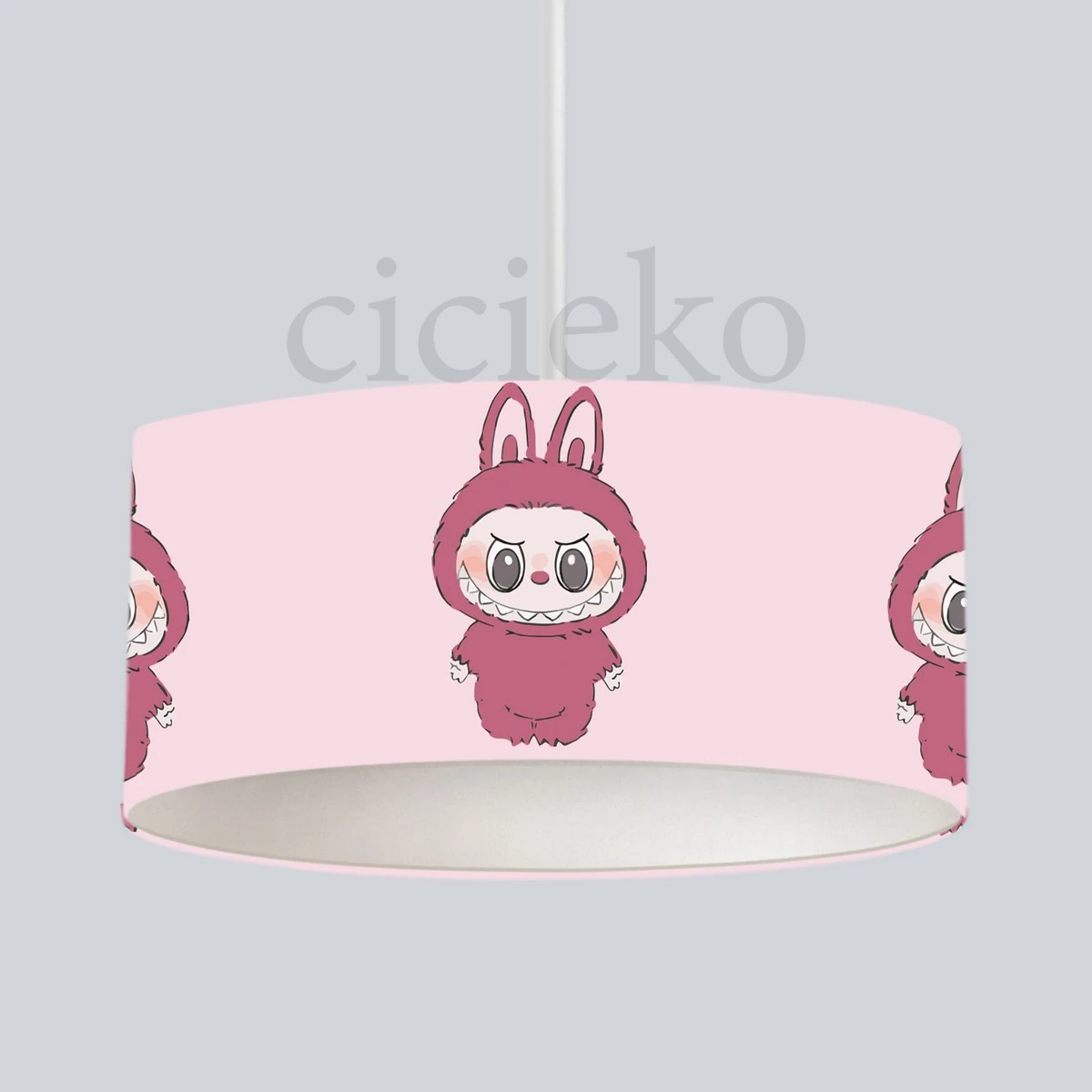 Pembe Labubu 5'li Set Halı, Perde, Nevresim, Avize, Kırlent Kılıfı