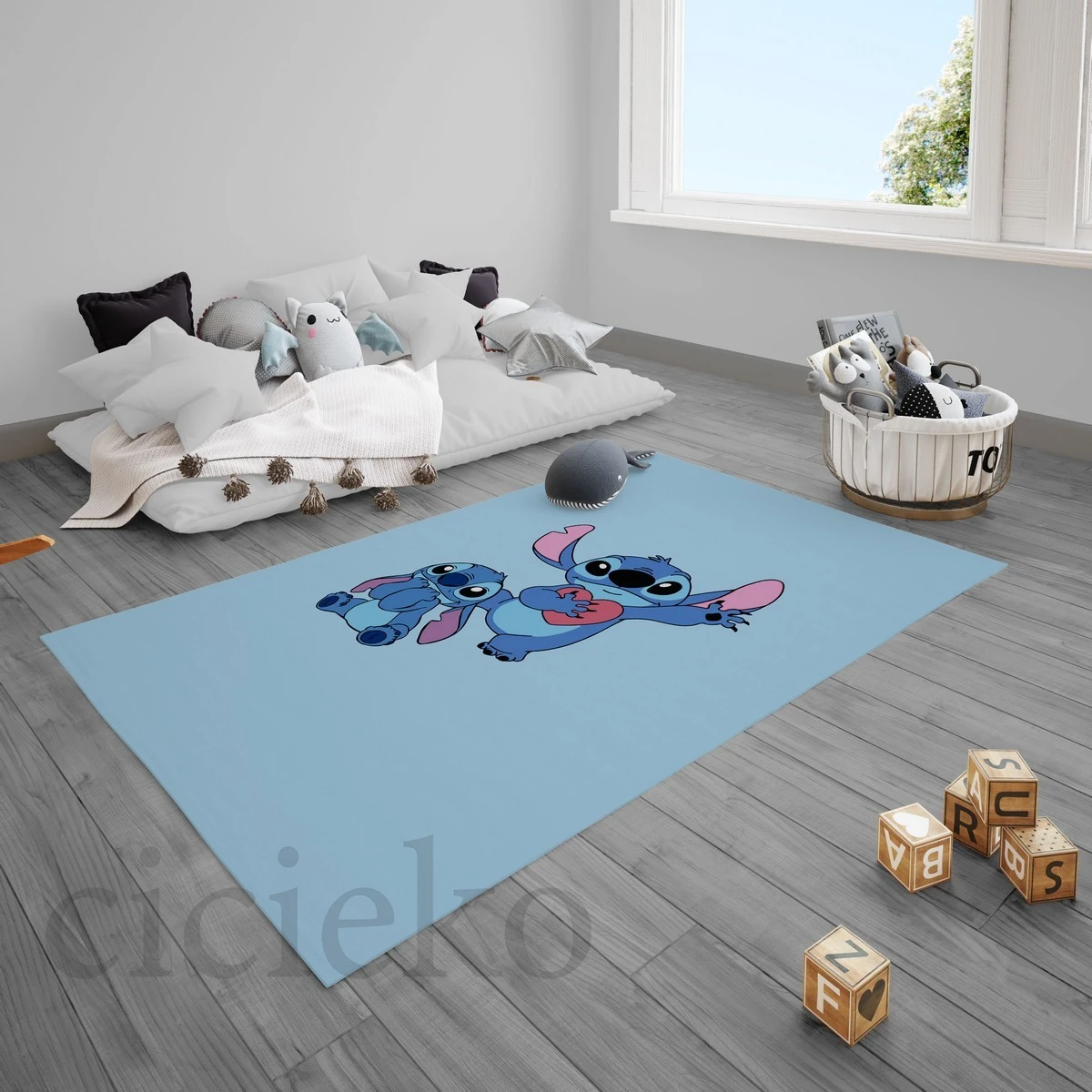Mavi Stitch Çocuk Odası Halısı