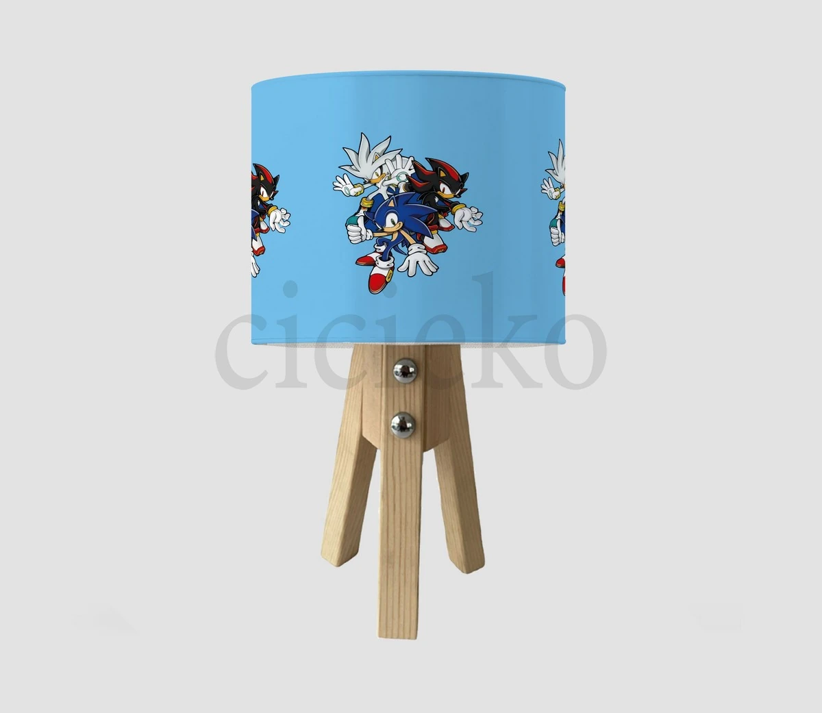 Mavi Zemin Sonic ve Arkadaşları Çocuk Odası Abajur