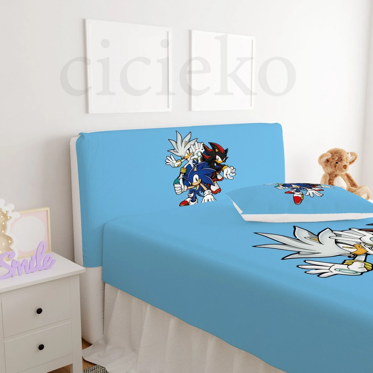 Mavi Zemin Sonic ve Arkadaşları Başlık Kılıfı