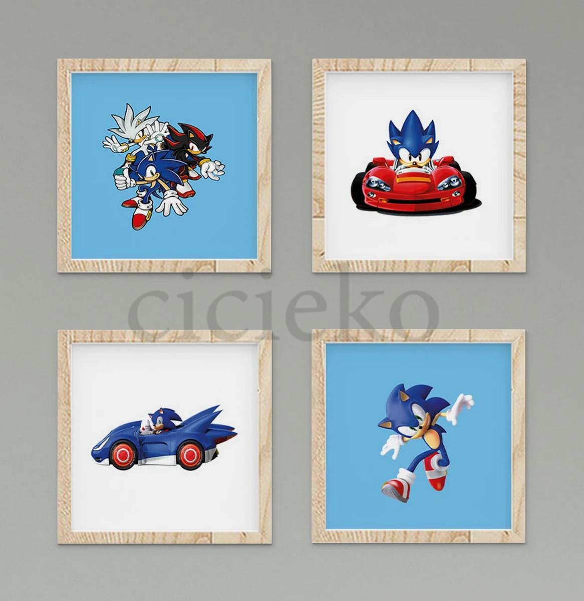 Mavi Zemin Sonic ve Arkadaşları Duvar Tablo