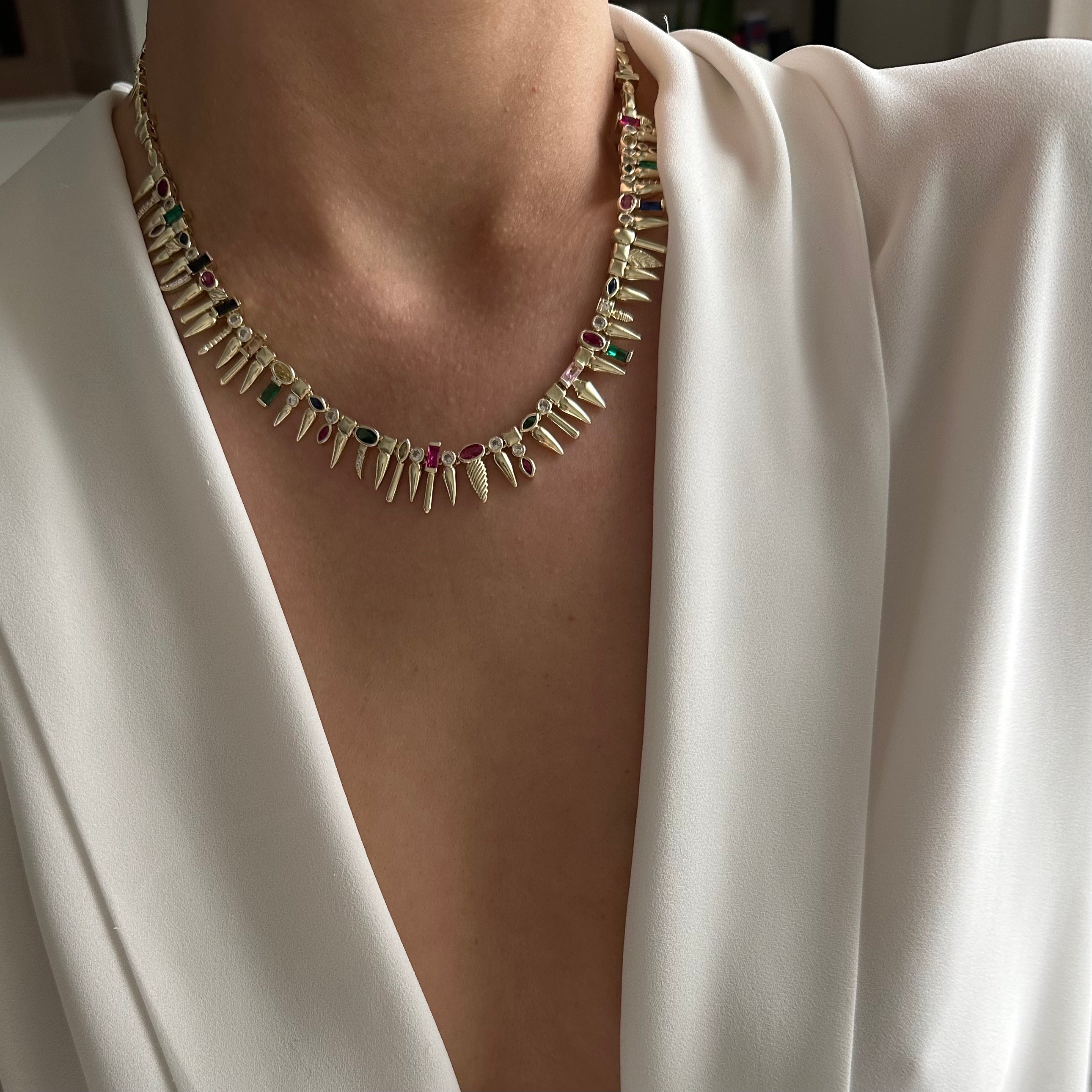 Özel Seri 14K Gold Renkli Taş Kolye