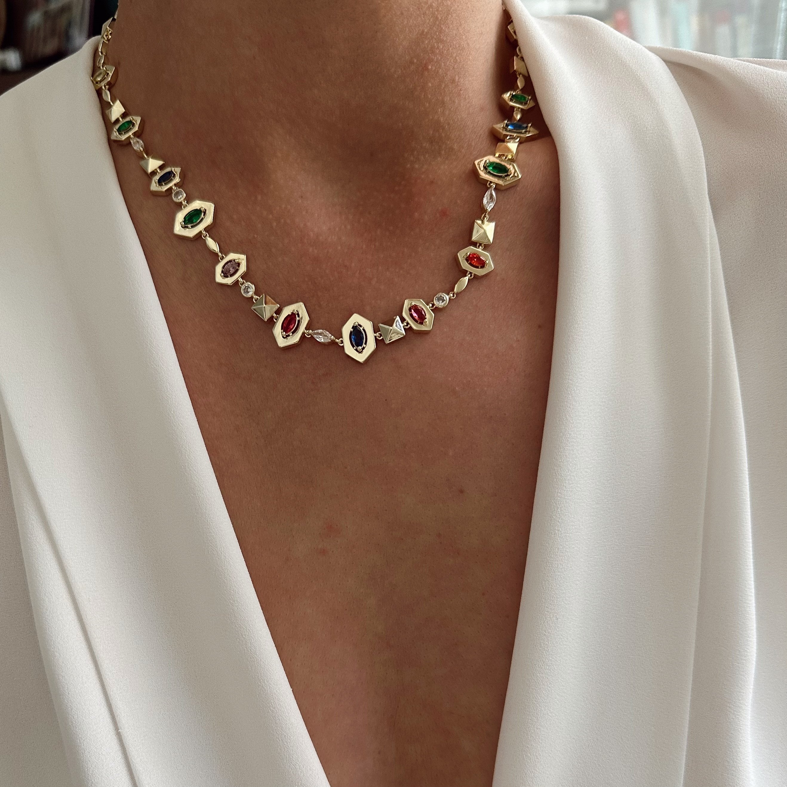 Özel Seri 14k Gold Renkli Taş Damla Kolye