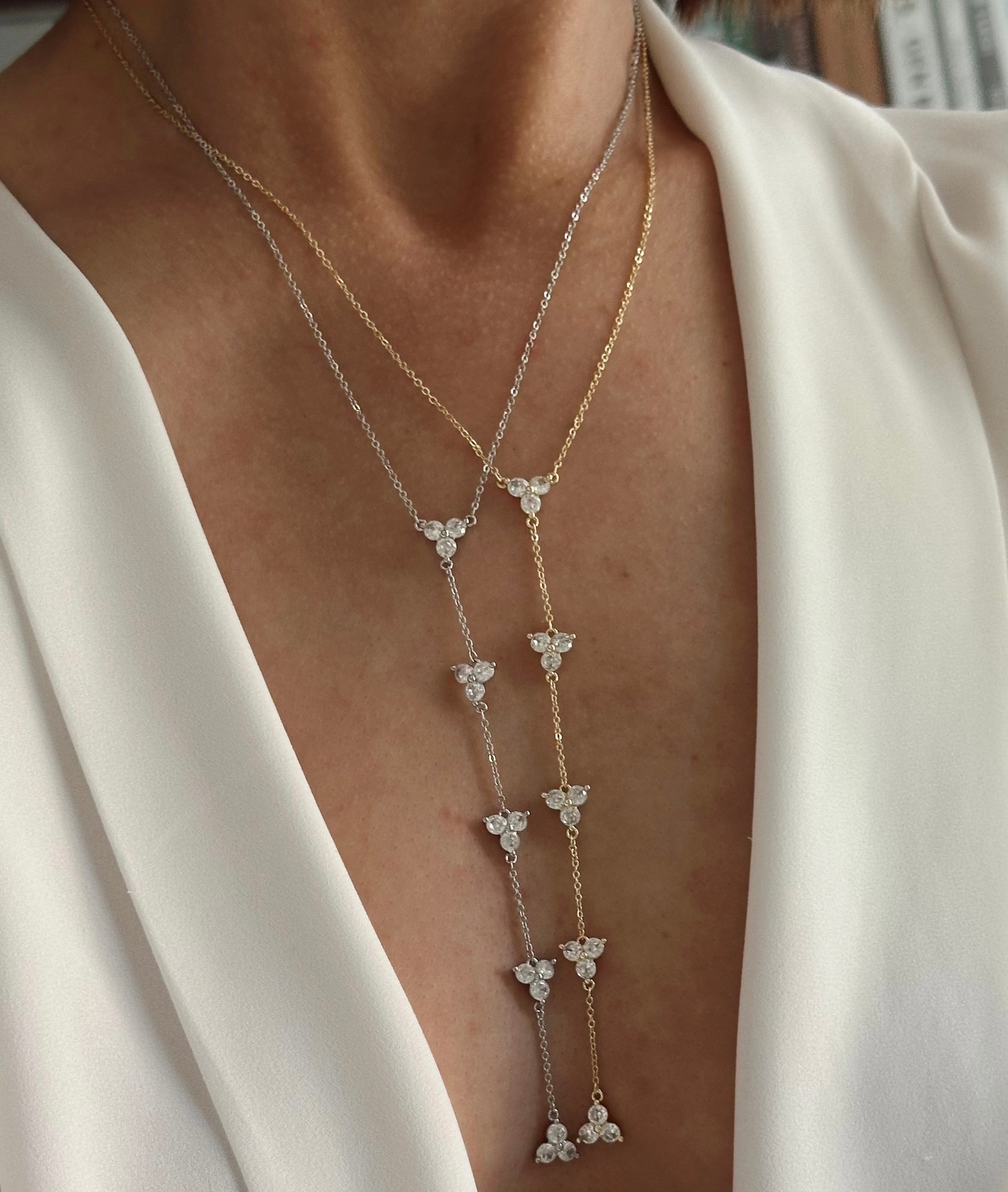 Özel Seri Beyaz Taş Y Model Kolye