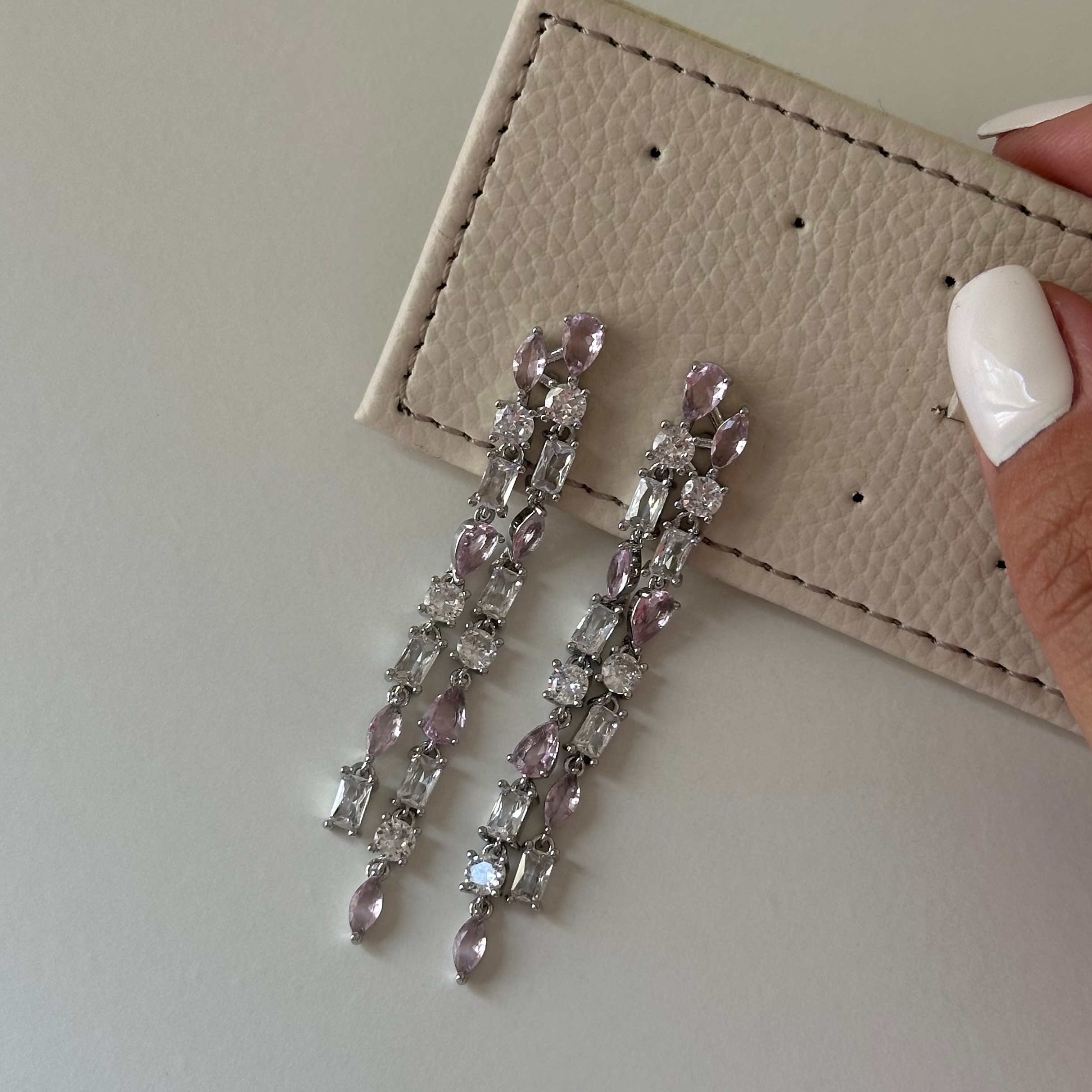Zirkon Pembe Taş Silver Küpe