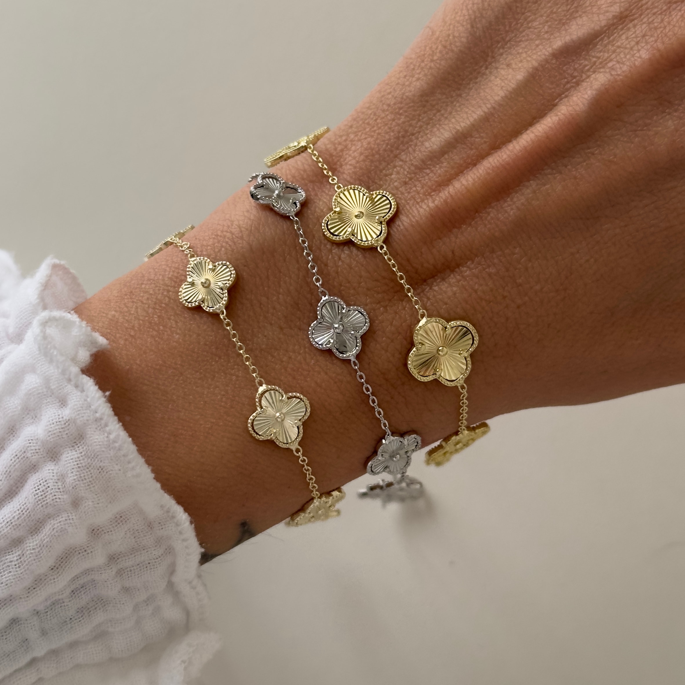 Özel Seri 14k Gold Yonca Bileklik