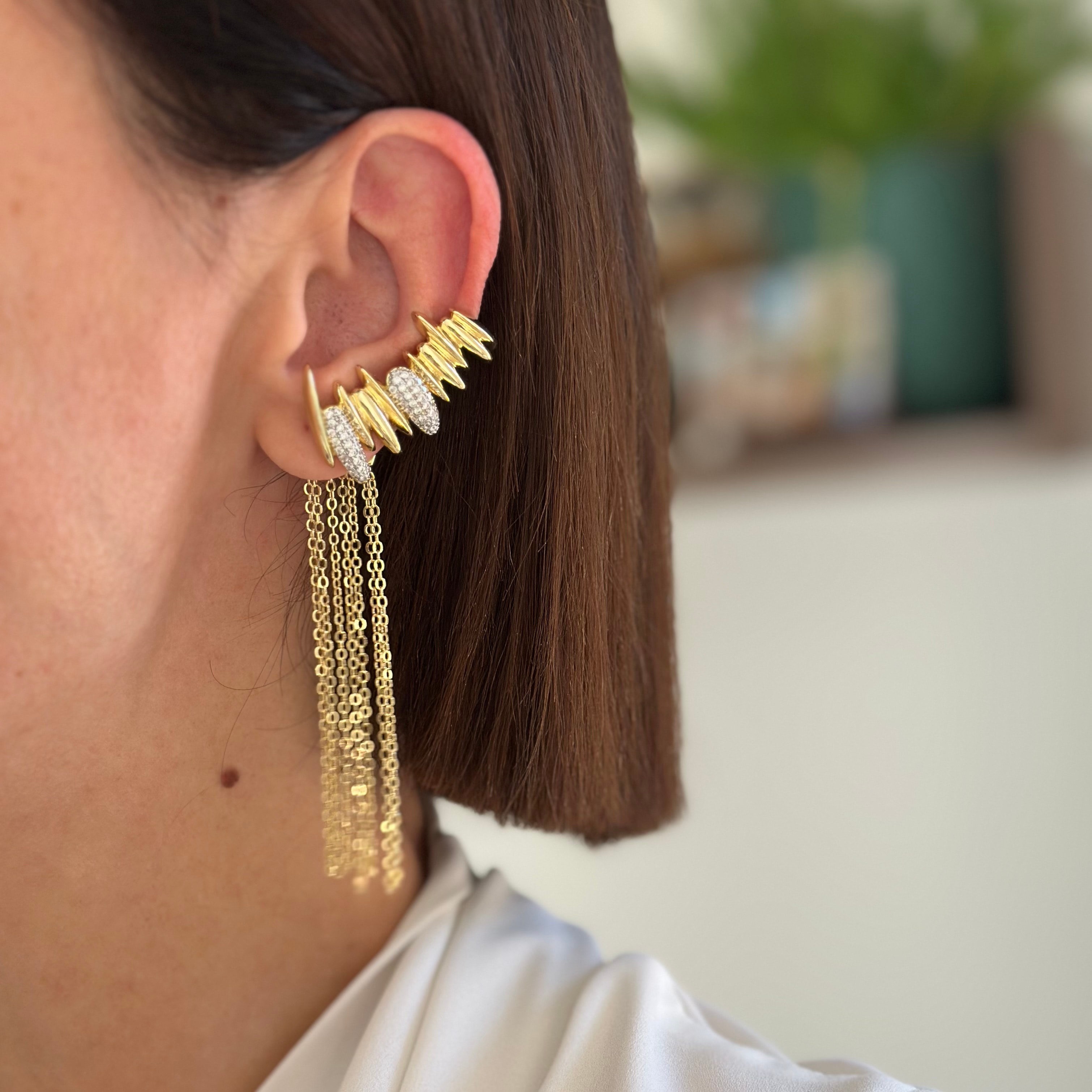 Özel Seri Zincir Detaylı Earcuff