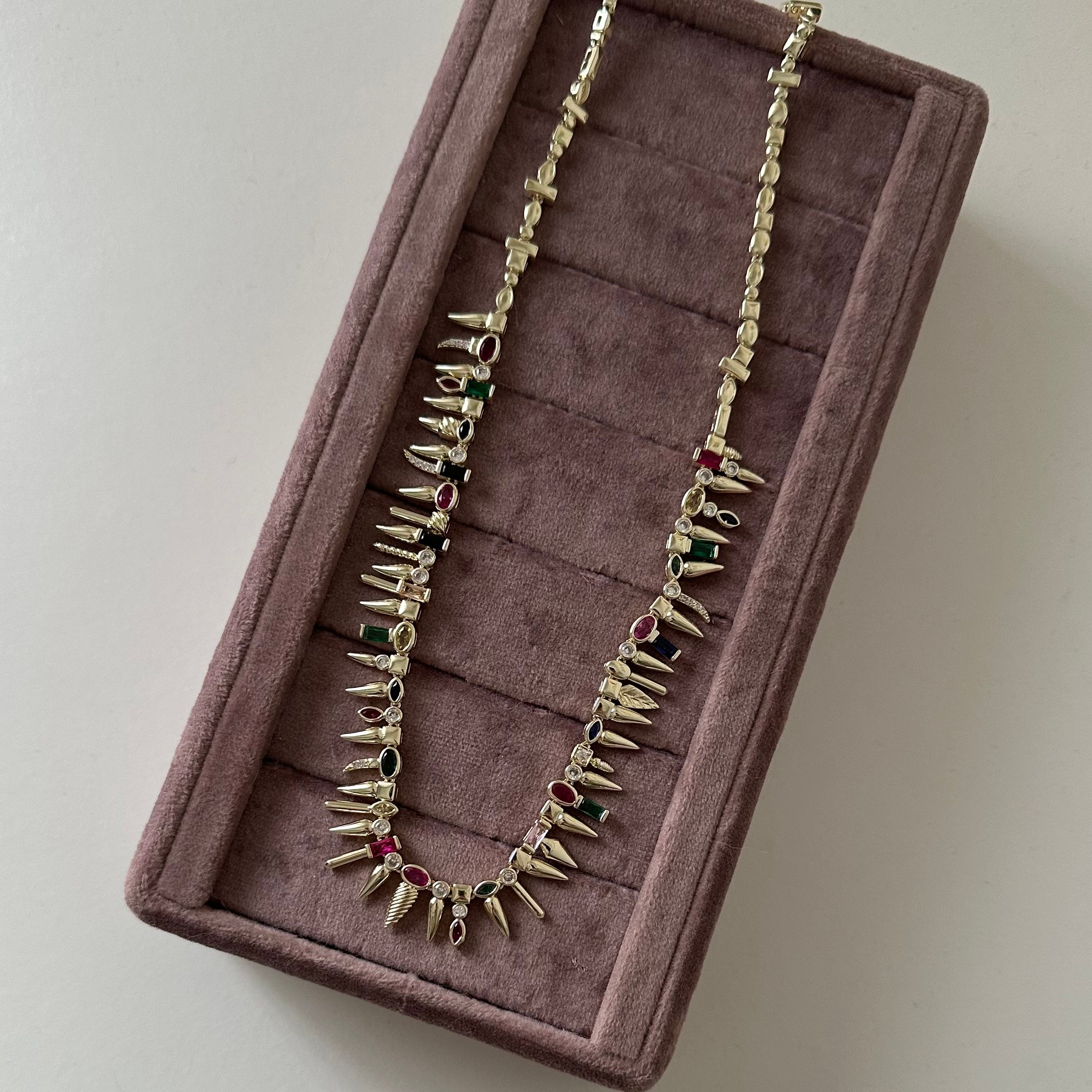 Özel Seri 14K Gold Renkli Taş Kolye