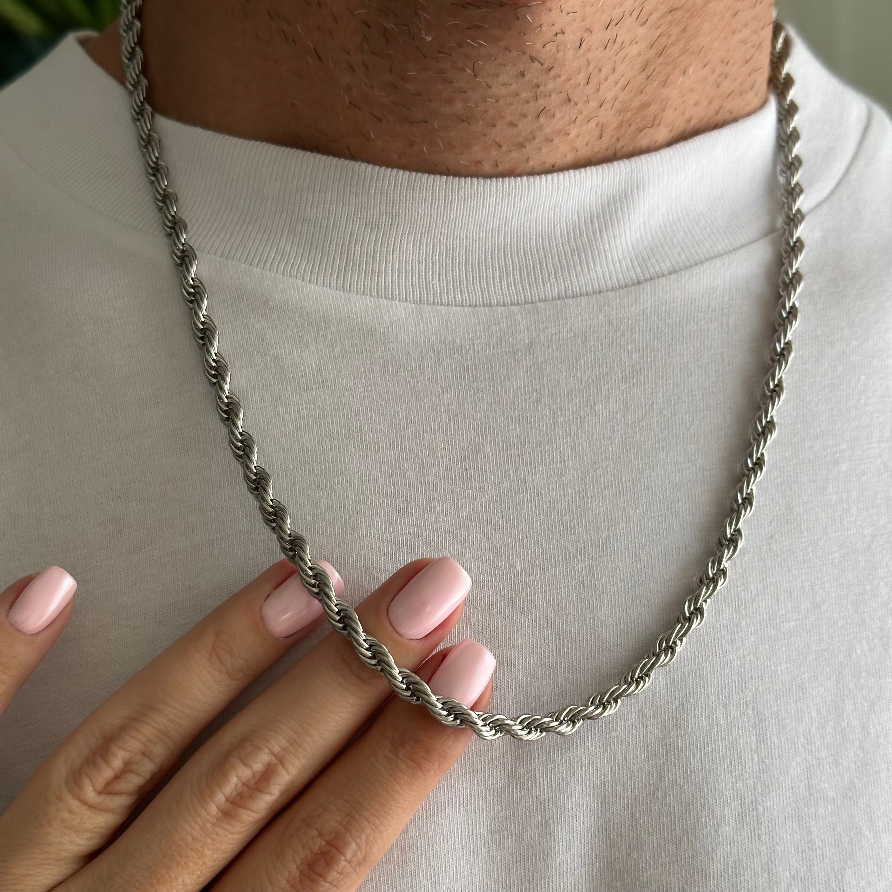 Unısex Kalın Burgu Zincir Silver / Çelik