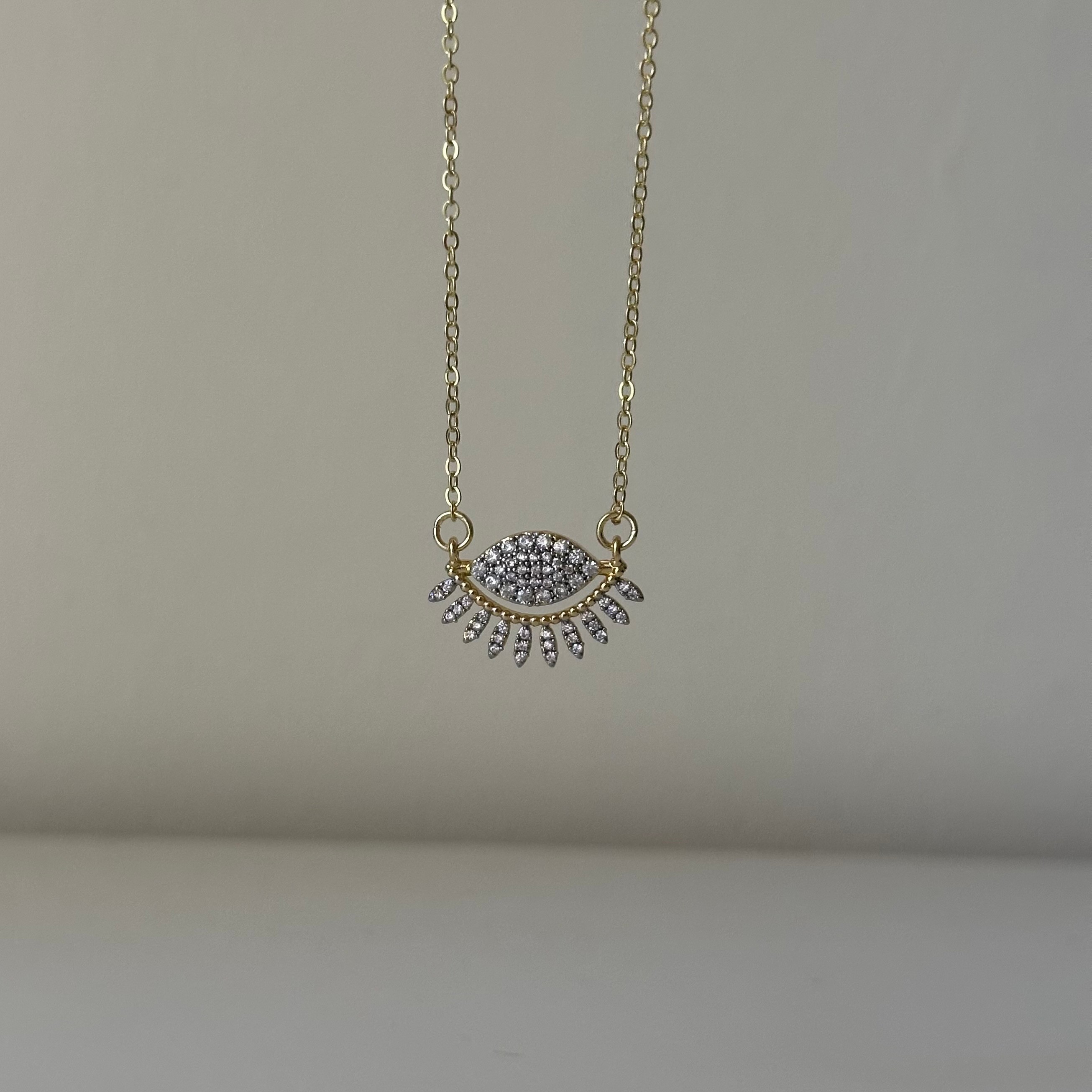 Özel Seri 14k Gold Zirkon Taş Göz Kolye