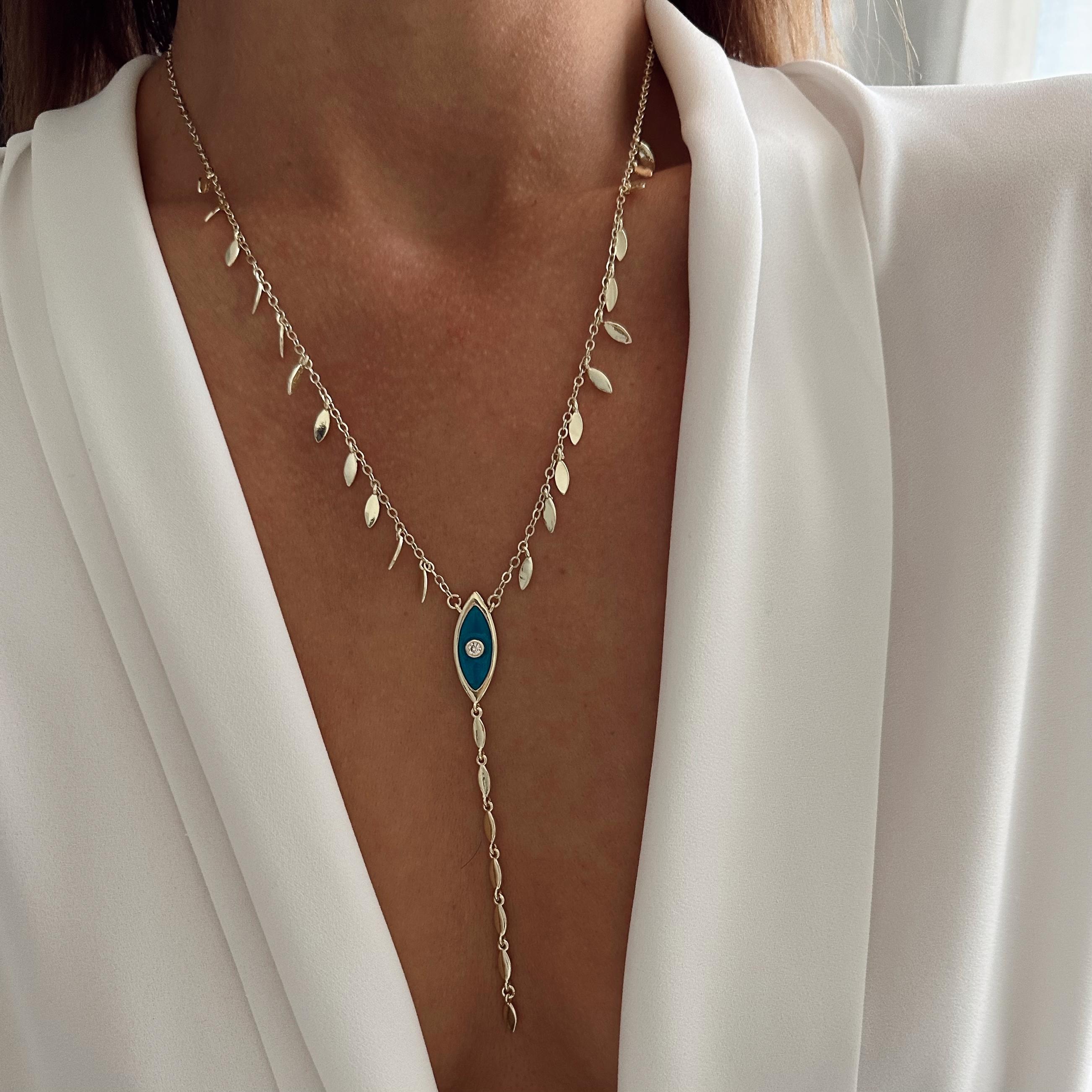 Özel Seri 14k Gold Pullu Göz Y Kolye 