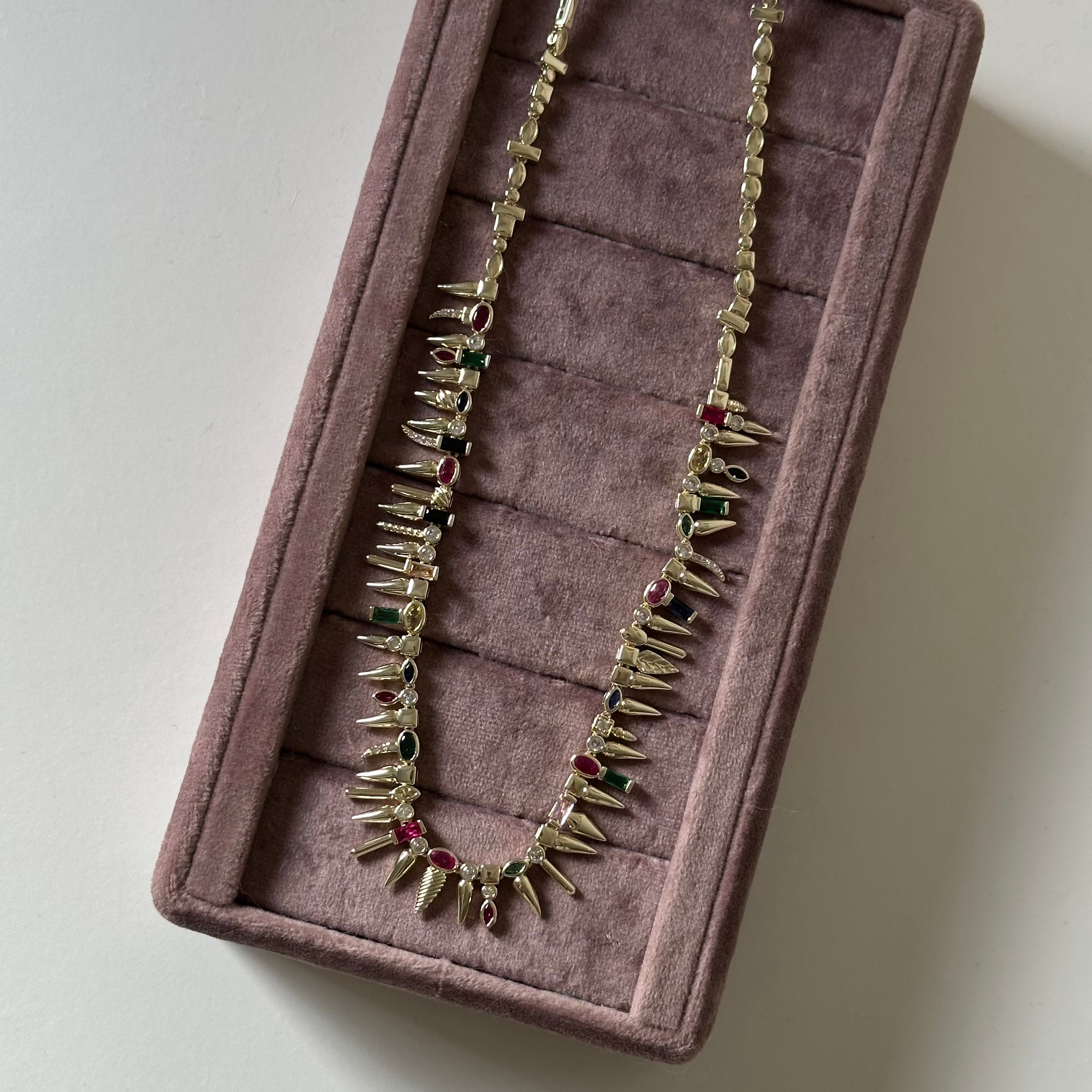 Özel Seri 14K Gold Renkli Taş Kolye