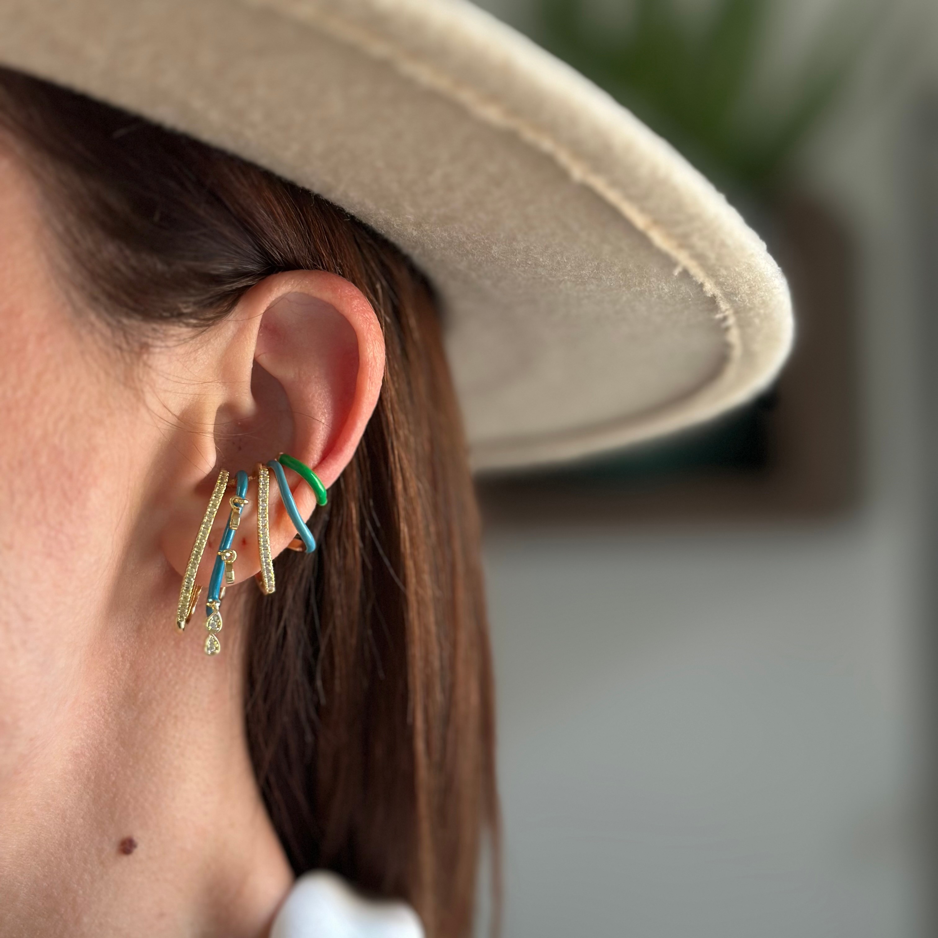 Özel Seri Renkli Taşlı Earcuff