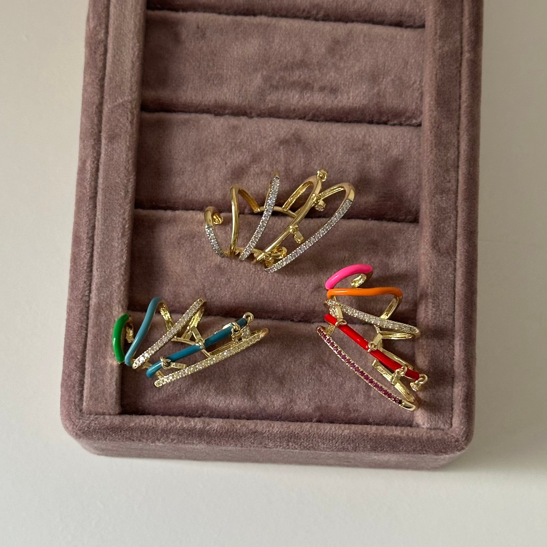 Özel Seri Renkli Taşlı Earcuff