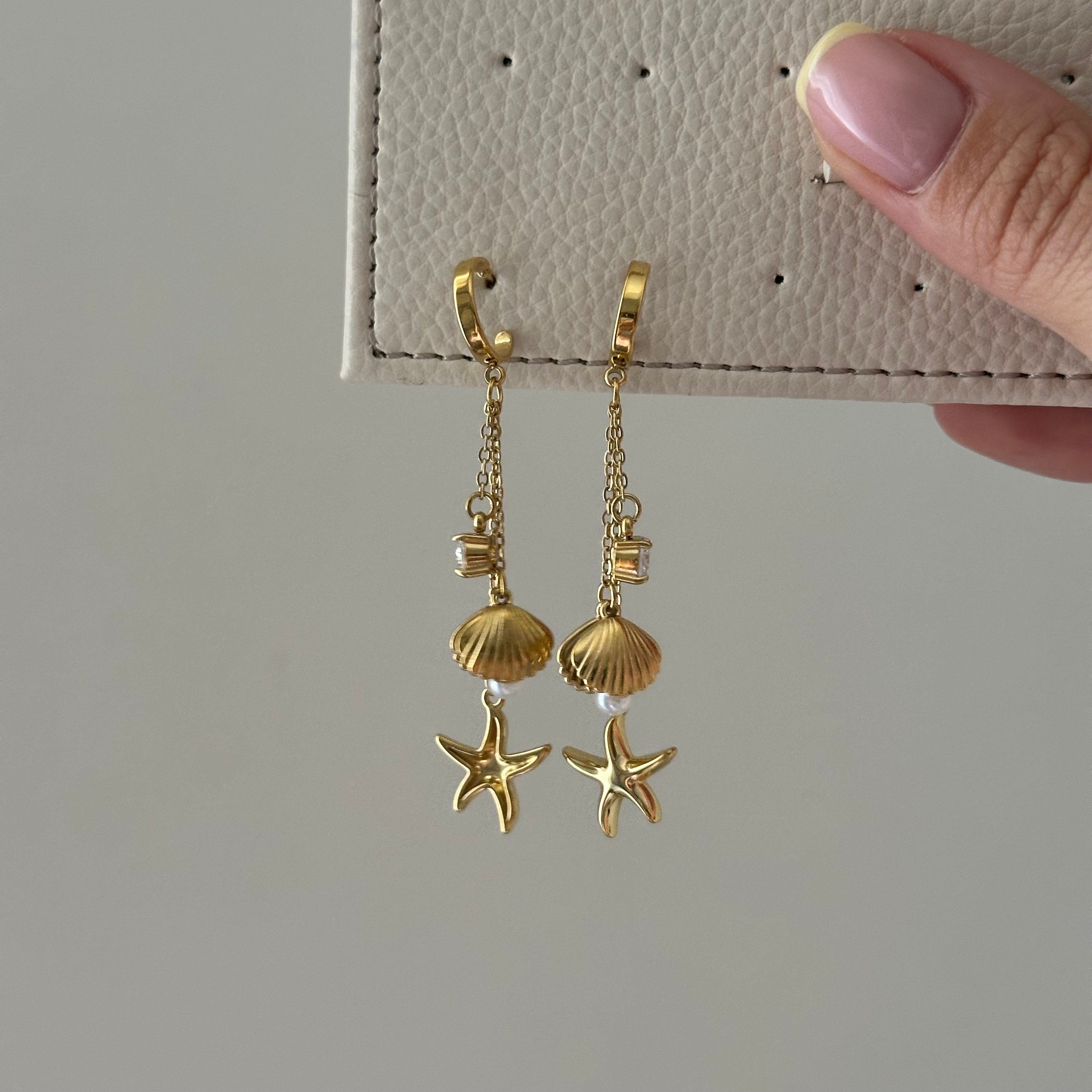 Çelik Deniz Kabuğu Charm Küpe