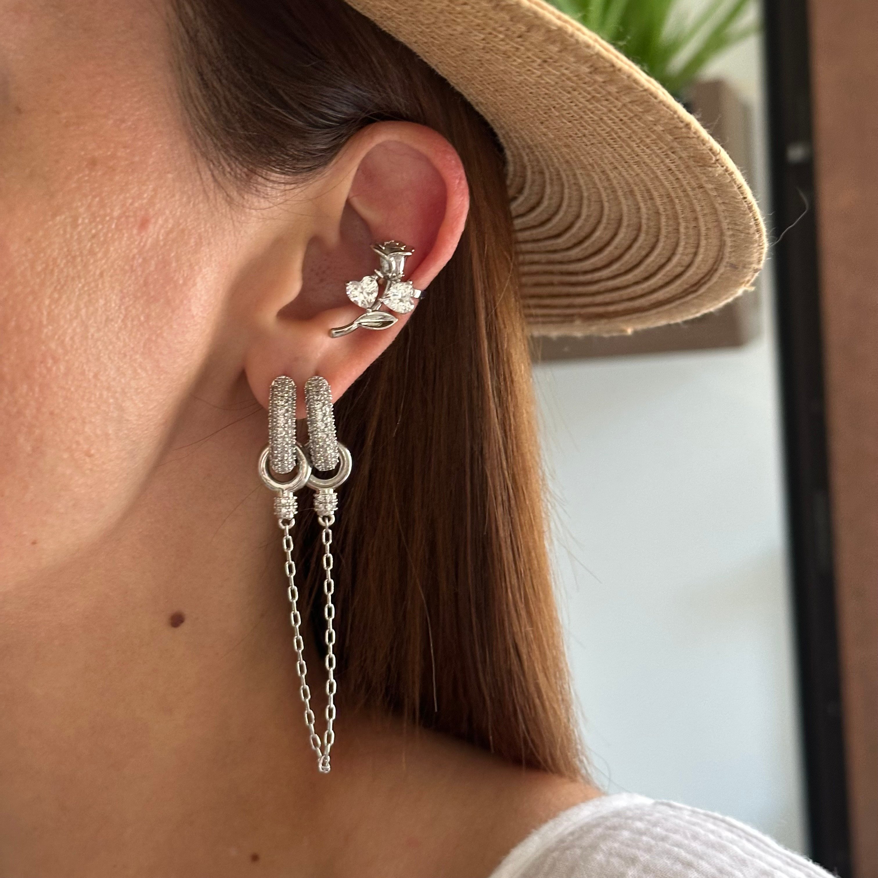 Özel Seri Gül Earcuff Silver