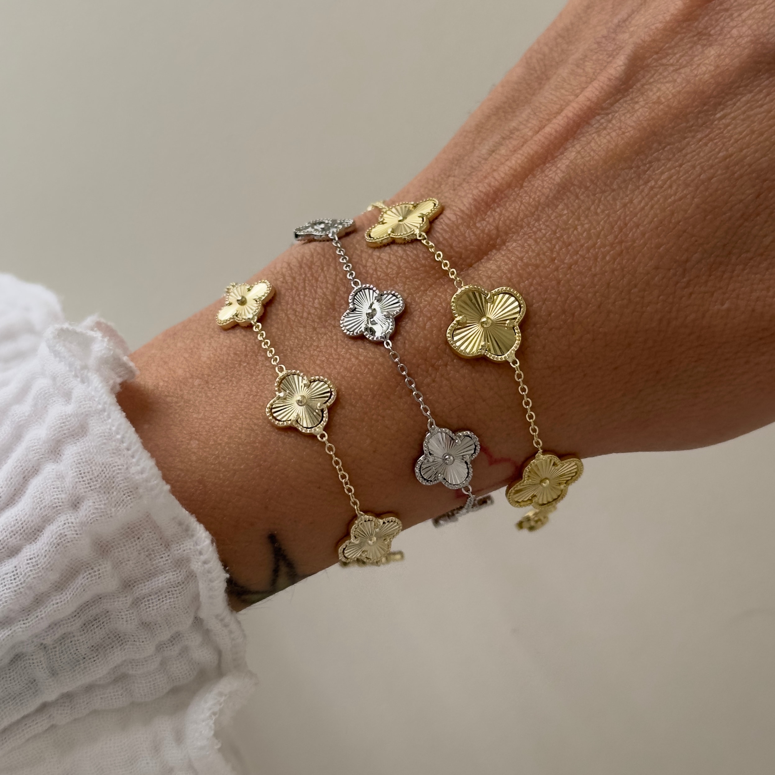Özel Seri 14k Gold Yonca Bileklik