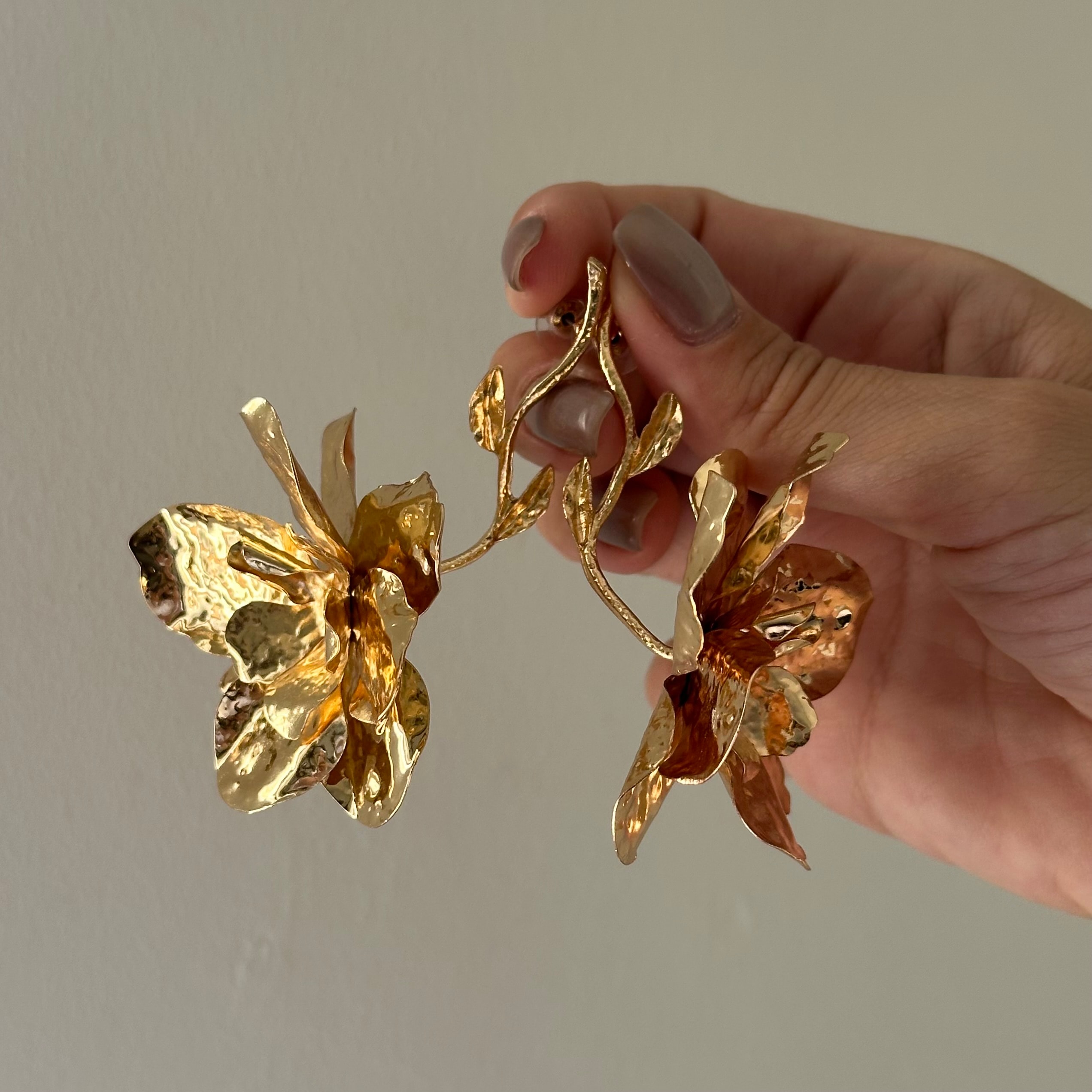 Çiçek Gold Küpe 
