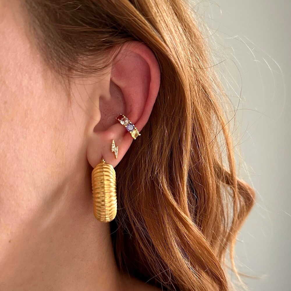 Renkli Taş Earcuff