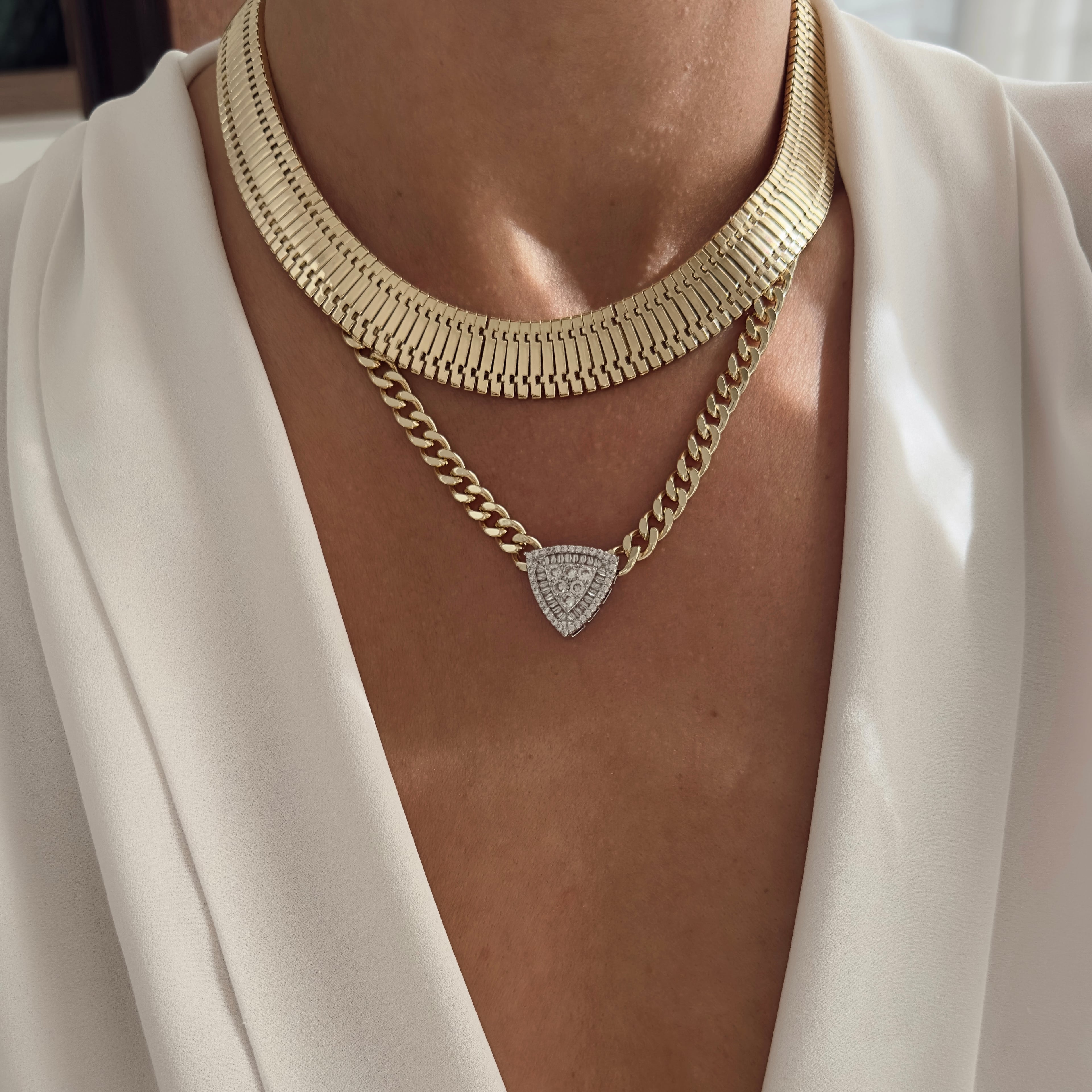 Vip Seri 14k Gold Beyaz Taş Kolye