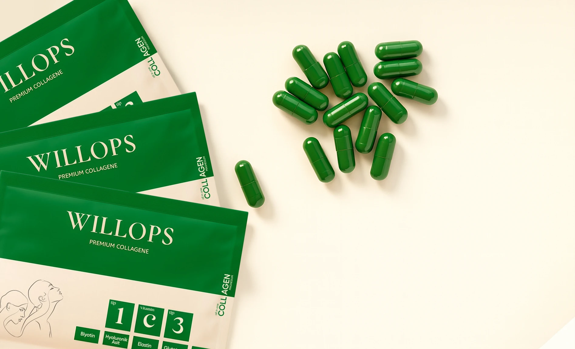 Willops All in One Collagen Protokol Seti – %100 Saf, Yüksek Biyoaktif Hidrolize Tip I-II-III Kolajen Peptitleri, Vitamin ve Mineral İçeren 2 Aşamalı Takviye (30 Günlük)