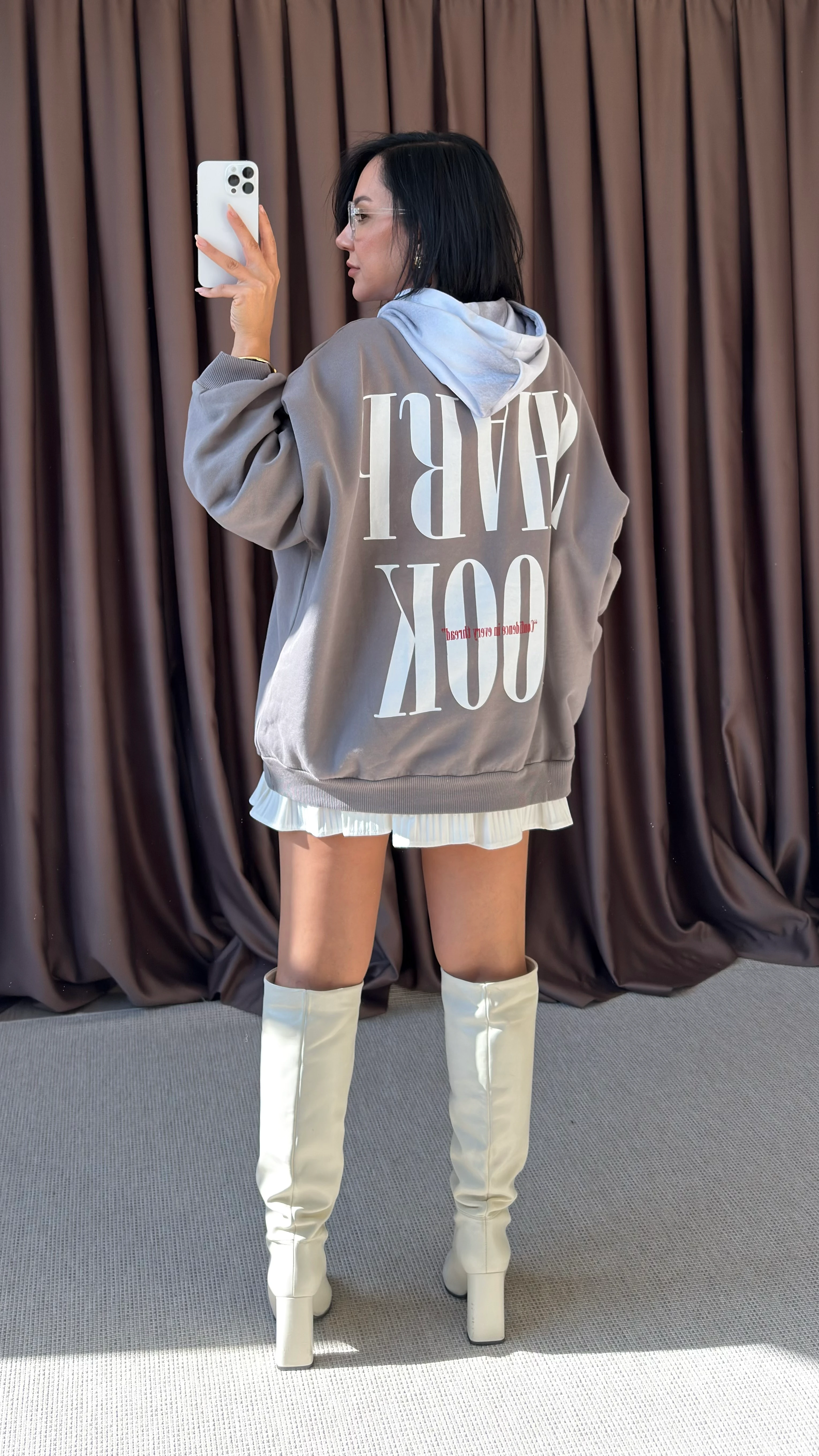 KAPÜŞONLU YIKAMALI SWEATSHİRT