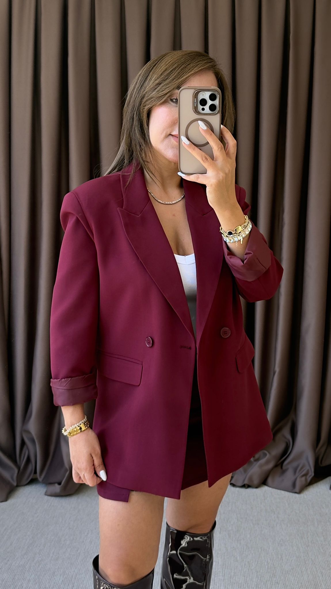 M.D. ÇİFT DÜĞME BLAZER CEKET - Bordo