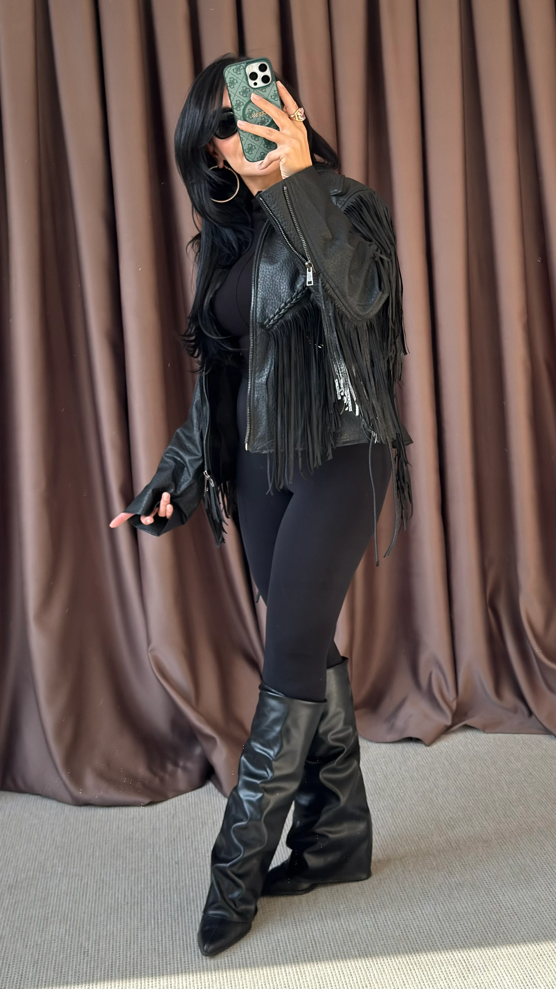 PÜSKÜLLÜ TASARIM CROC DERİ CEKET