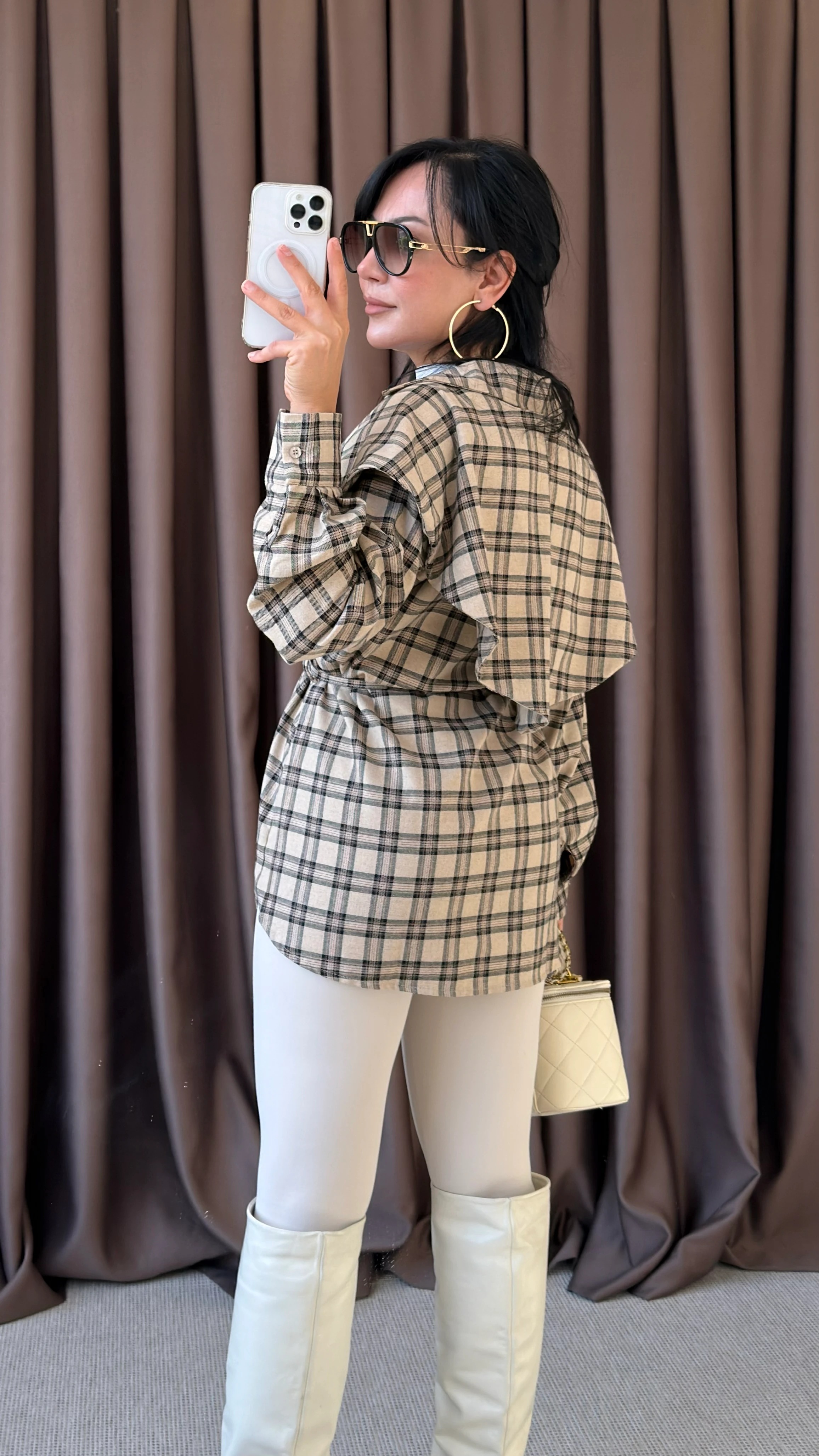 ŞALLI BELDEN OTURTMALI ODUNCU GÖMLEK