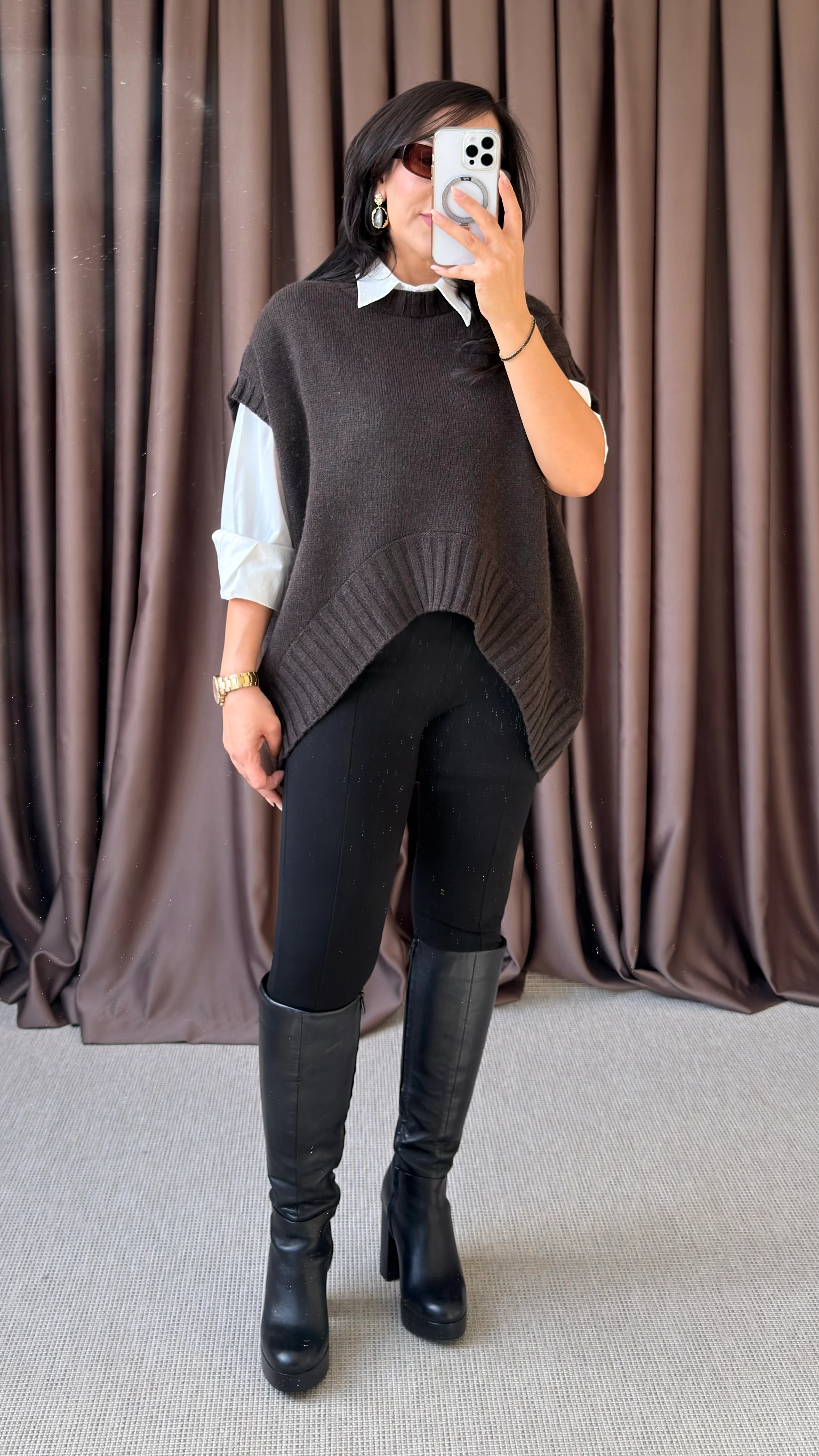 BİSİKLET YAKA VEREV TRİKO SÜVETER - Kahverengi