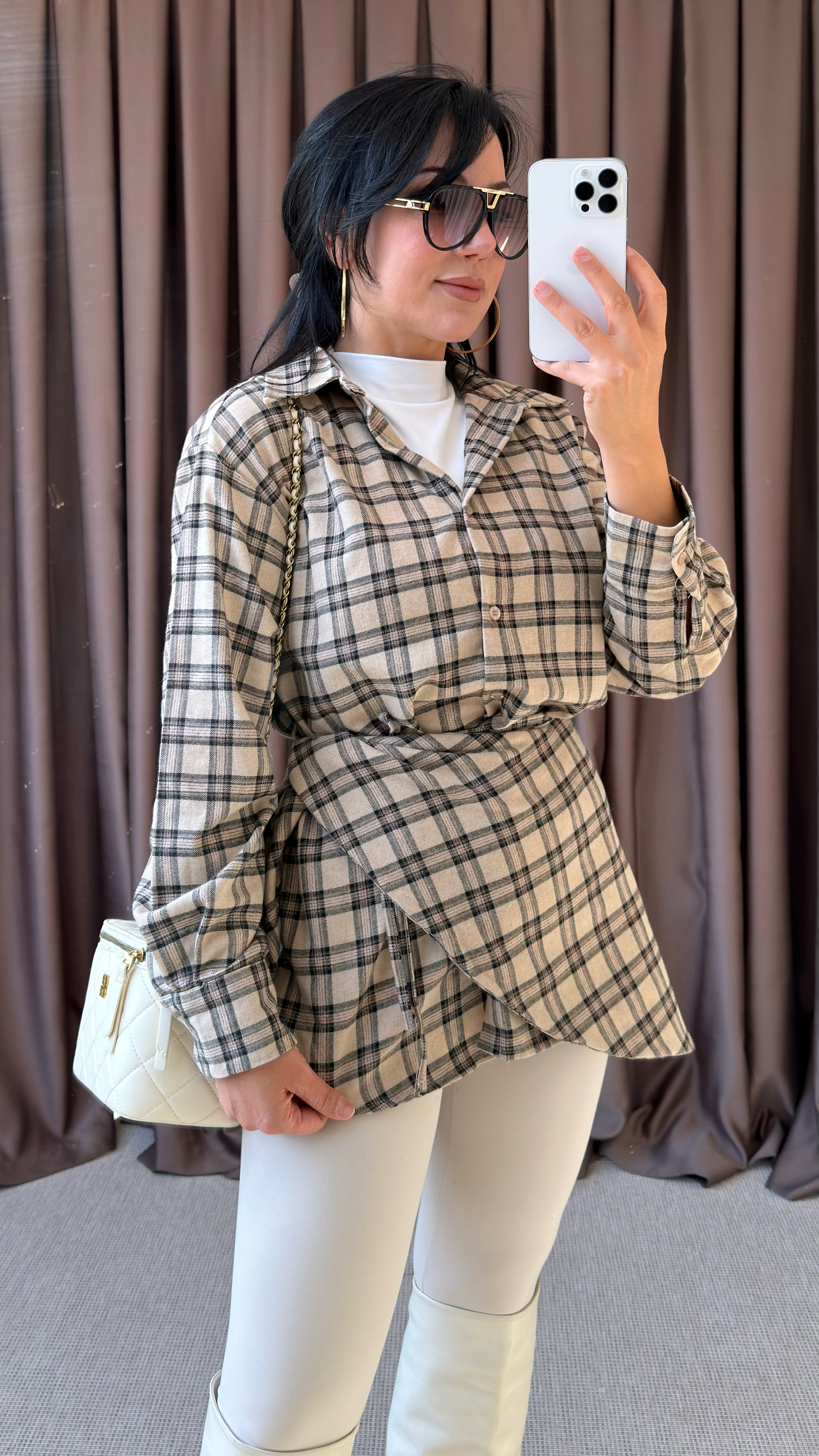 ŞALLI BELDEN OTURTMALI ODUNCU GÖMLEK