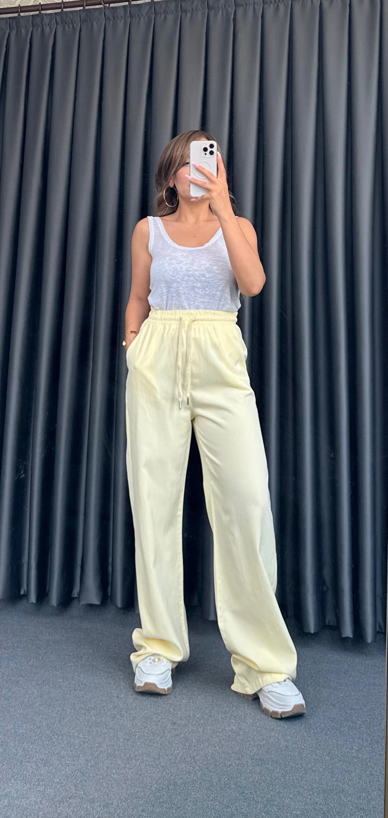 PAMUK TENSEL BELİ LASTİKLİ PANTOLON