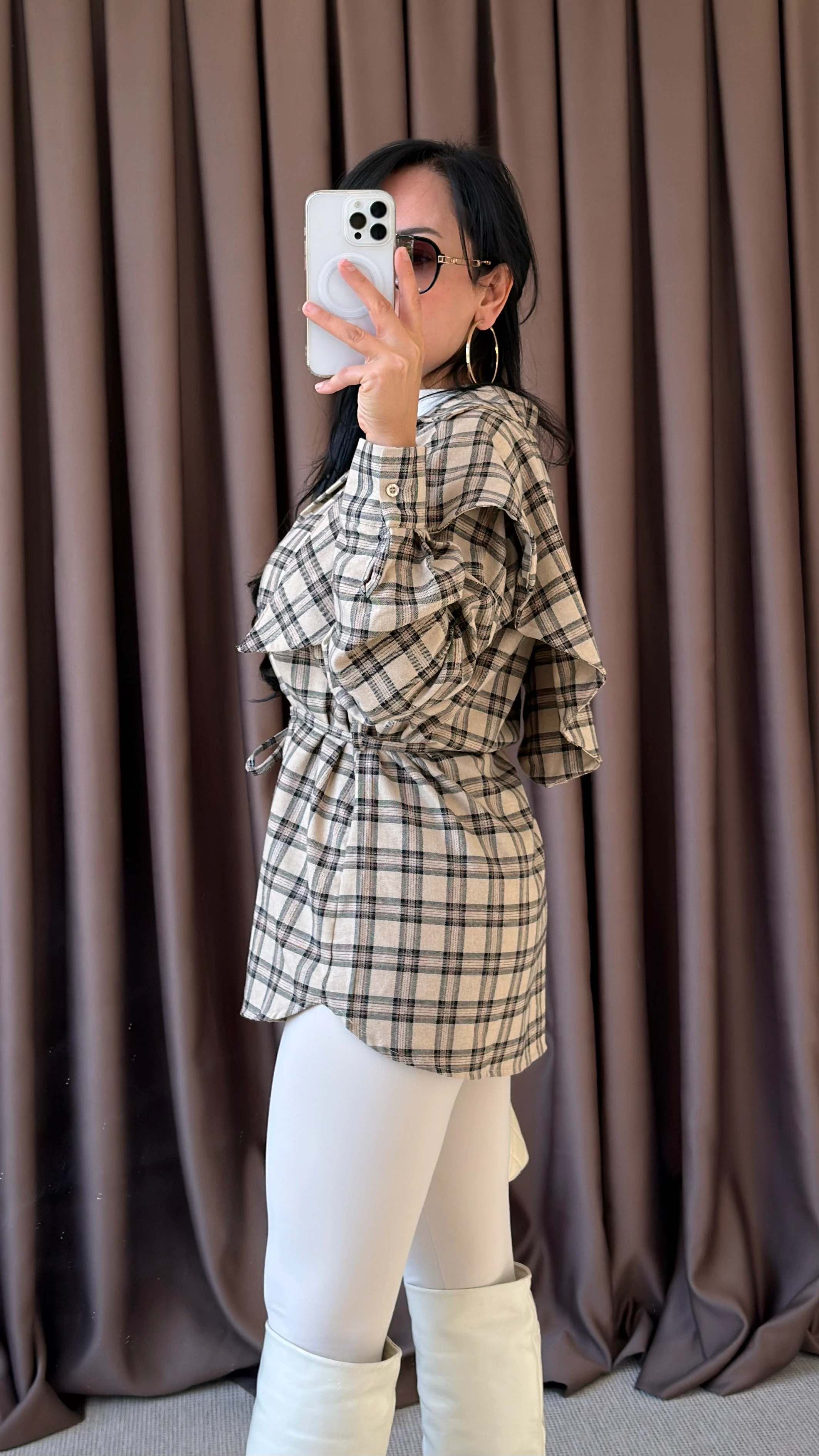 ŞALLI BELDEN OTURTMALI ODUNCU GÖMLEK