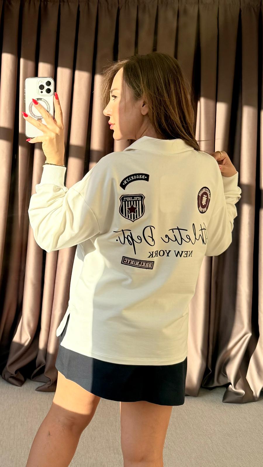 POLO YAKA ARMALI İNCE SWEATSHİRT