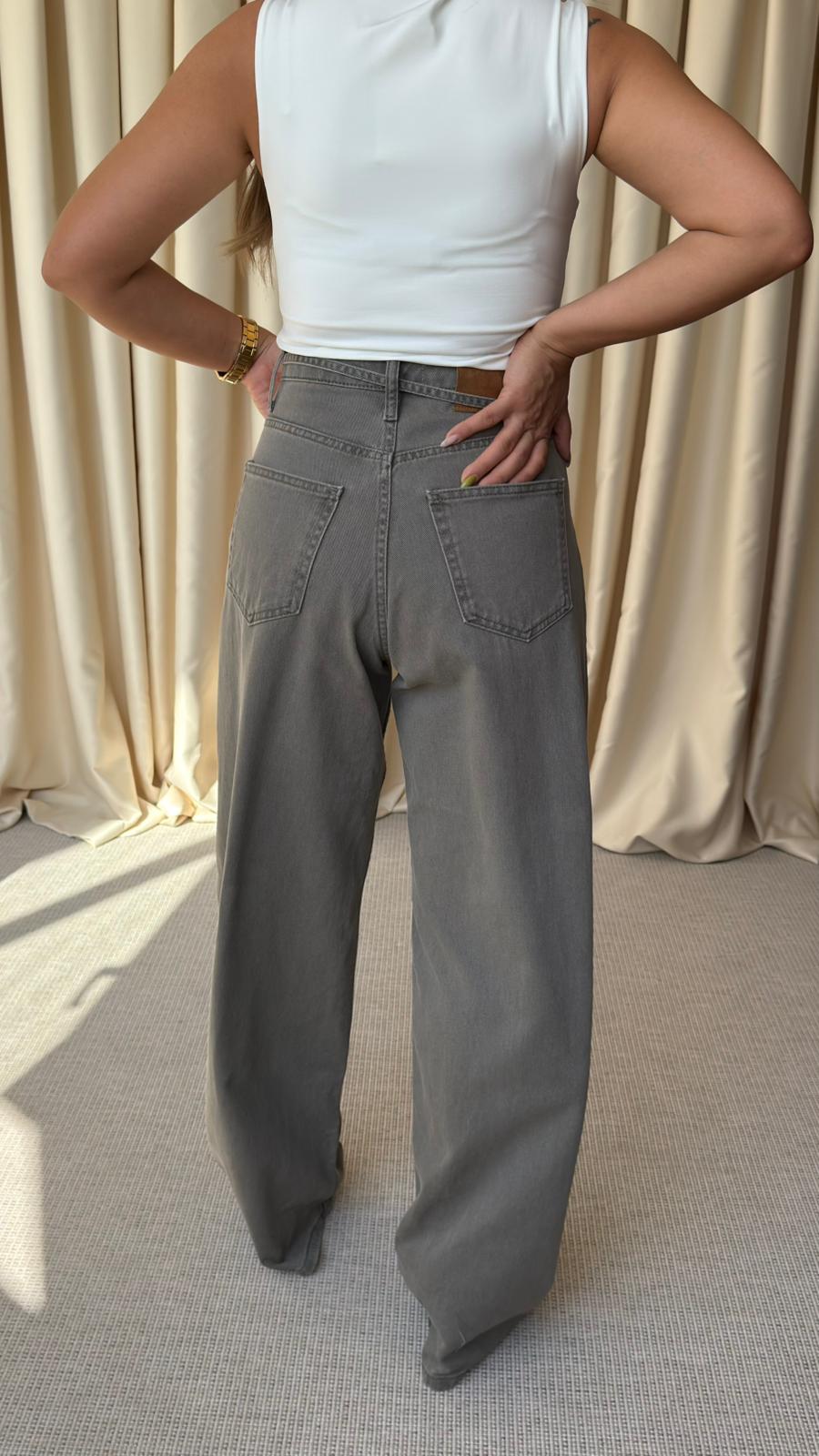 WİDE LEG BİYE KEMERLİ JEAN