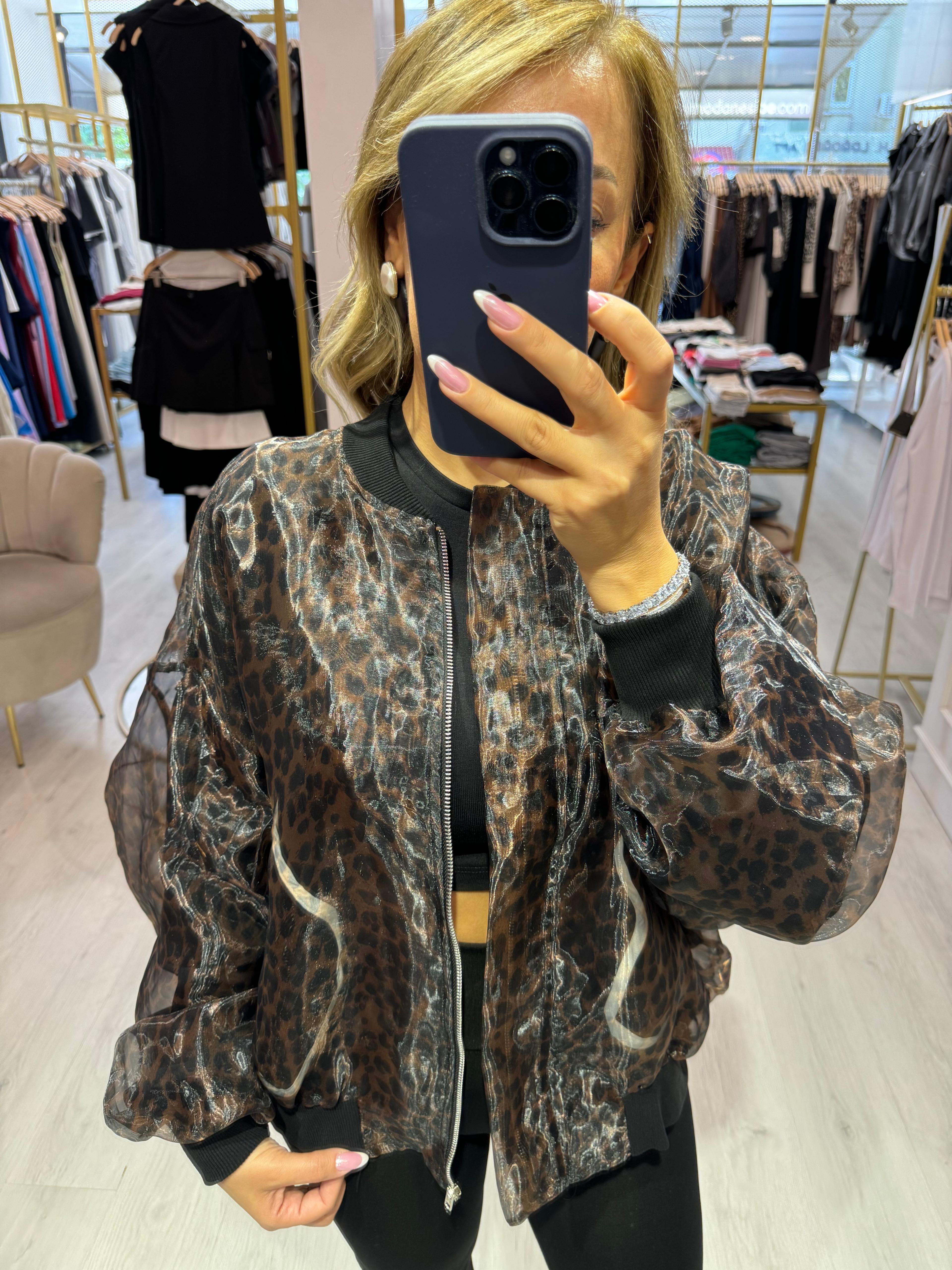 Organze Leopar Bomber Ceket