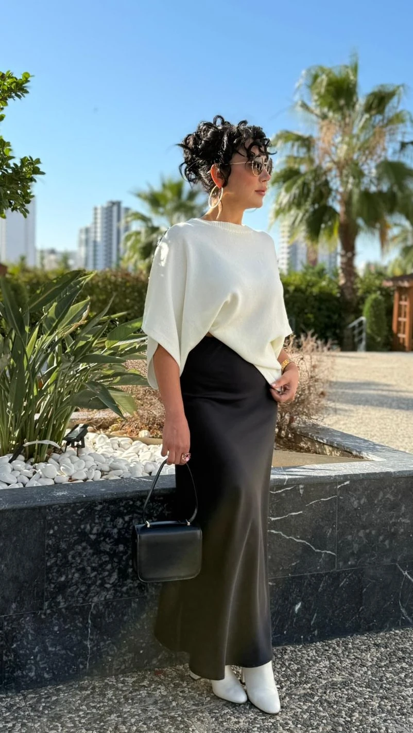 ZRA MAXİ SATEN ETEK - Siyah