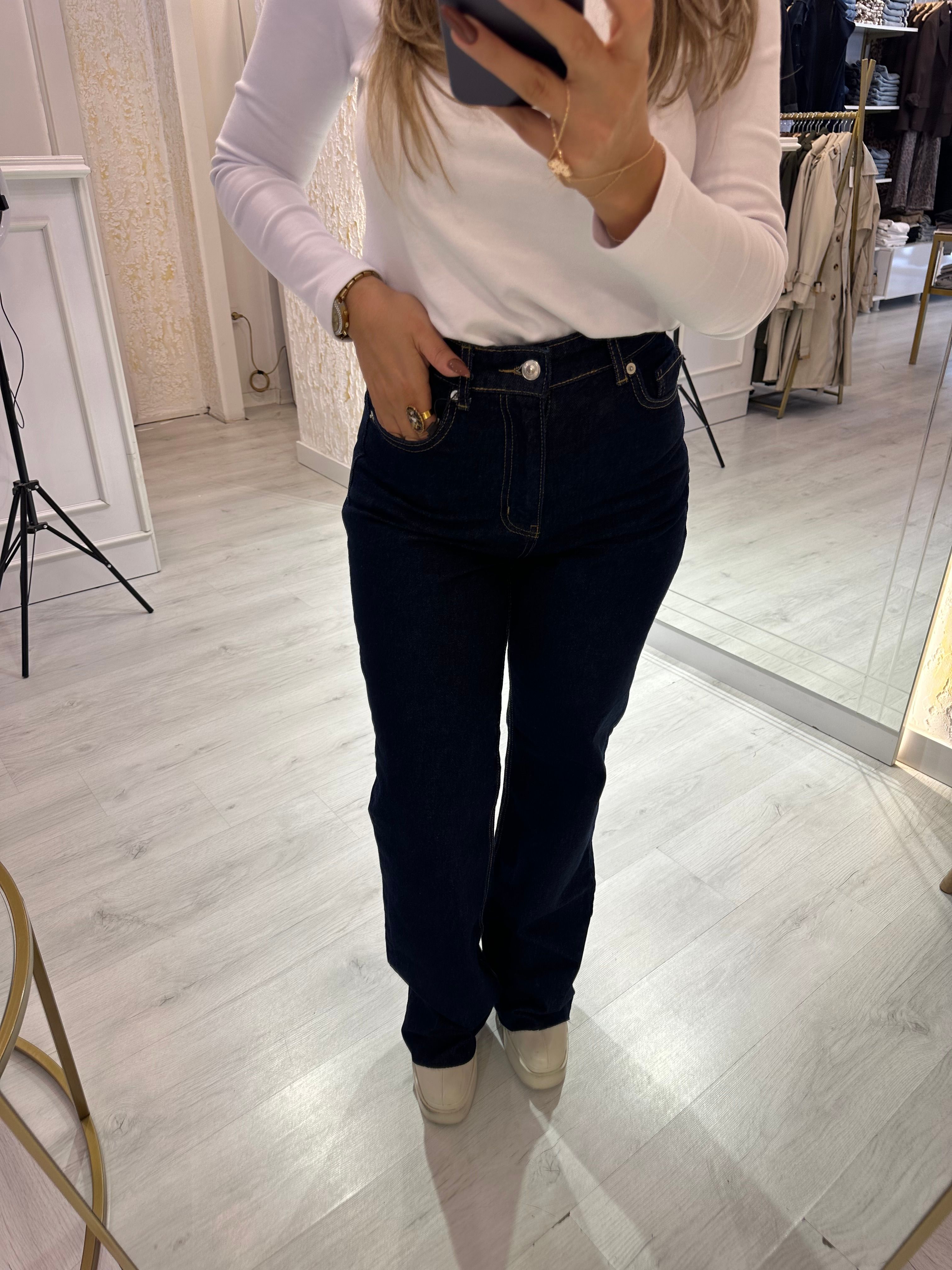 ZRA Muadil Straight Fit Koyu Lacivert Jean