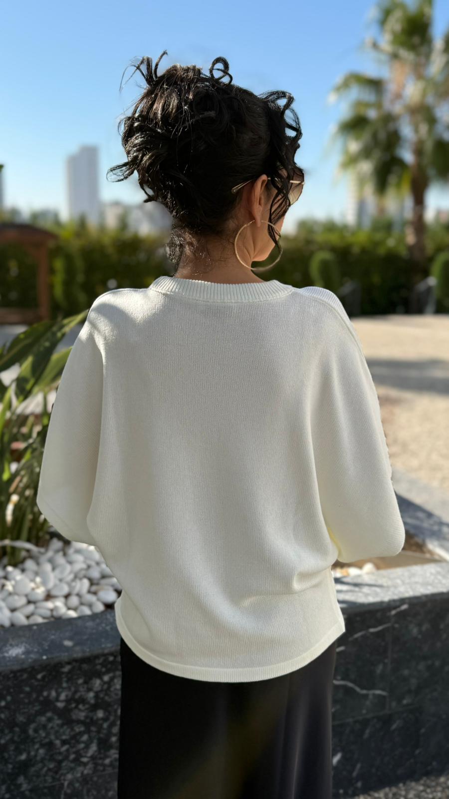 BİSİKLET YAKA YARASA KOL TRİKO KAZAK