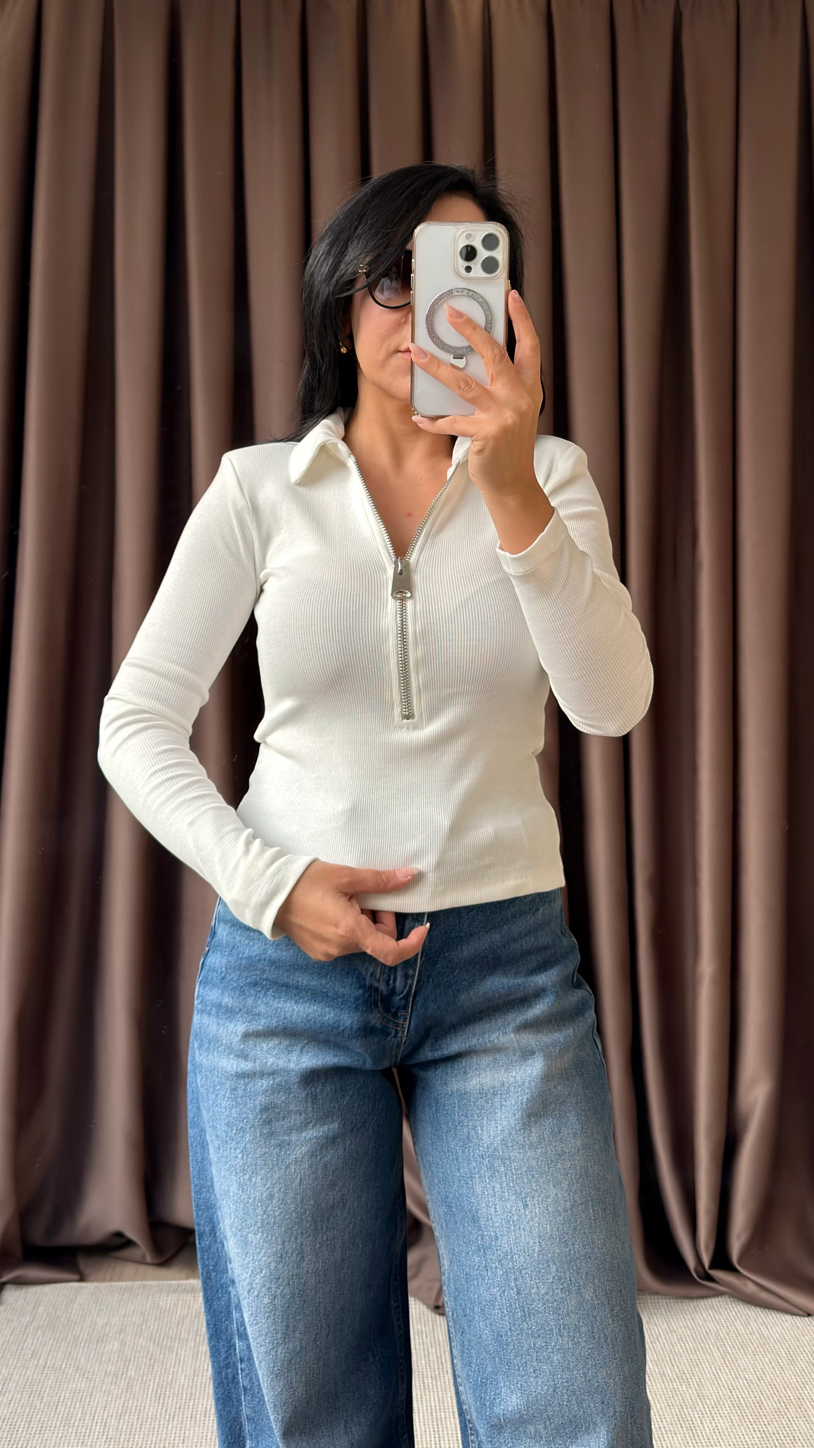 FERMUARLI İNCE VATKALI BASİC BLUZ