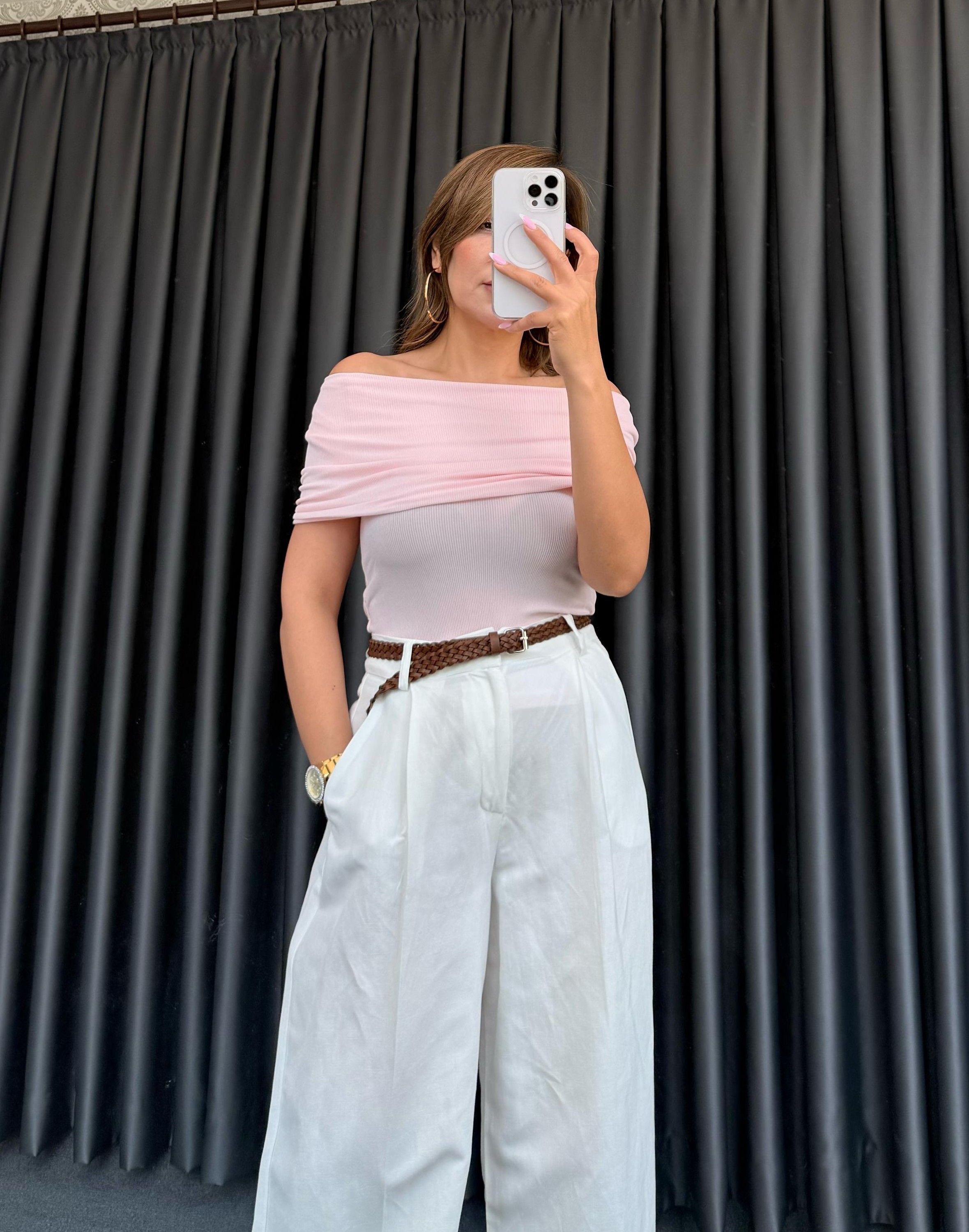 TRANSPARAN MADONNA YAKA TOP - Açık Pembe