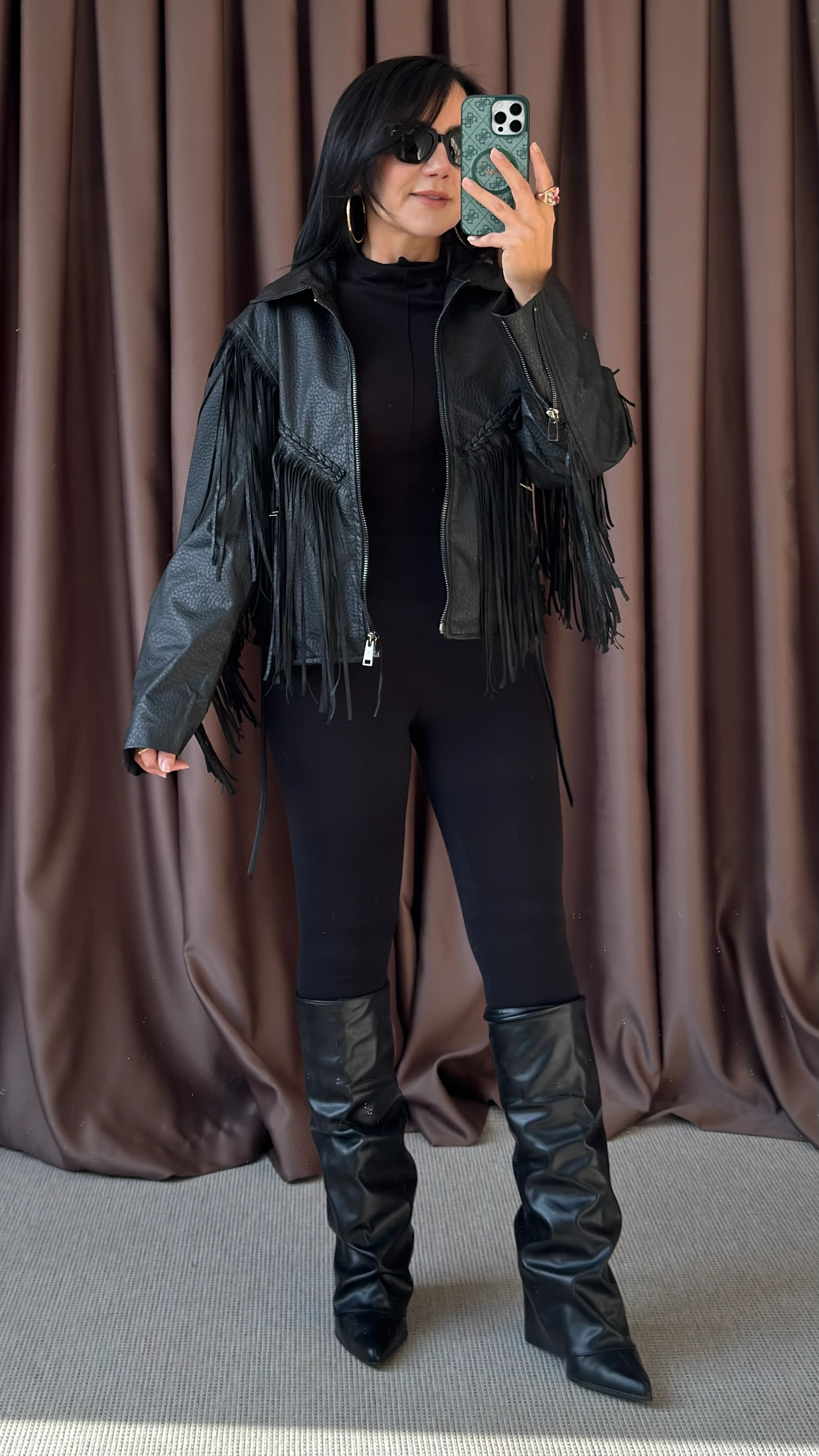 PÜSKÜLLÜ TASARIM CROC DERİ CEKET