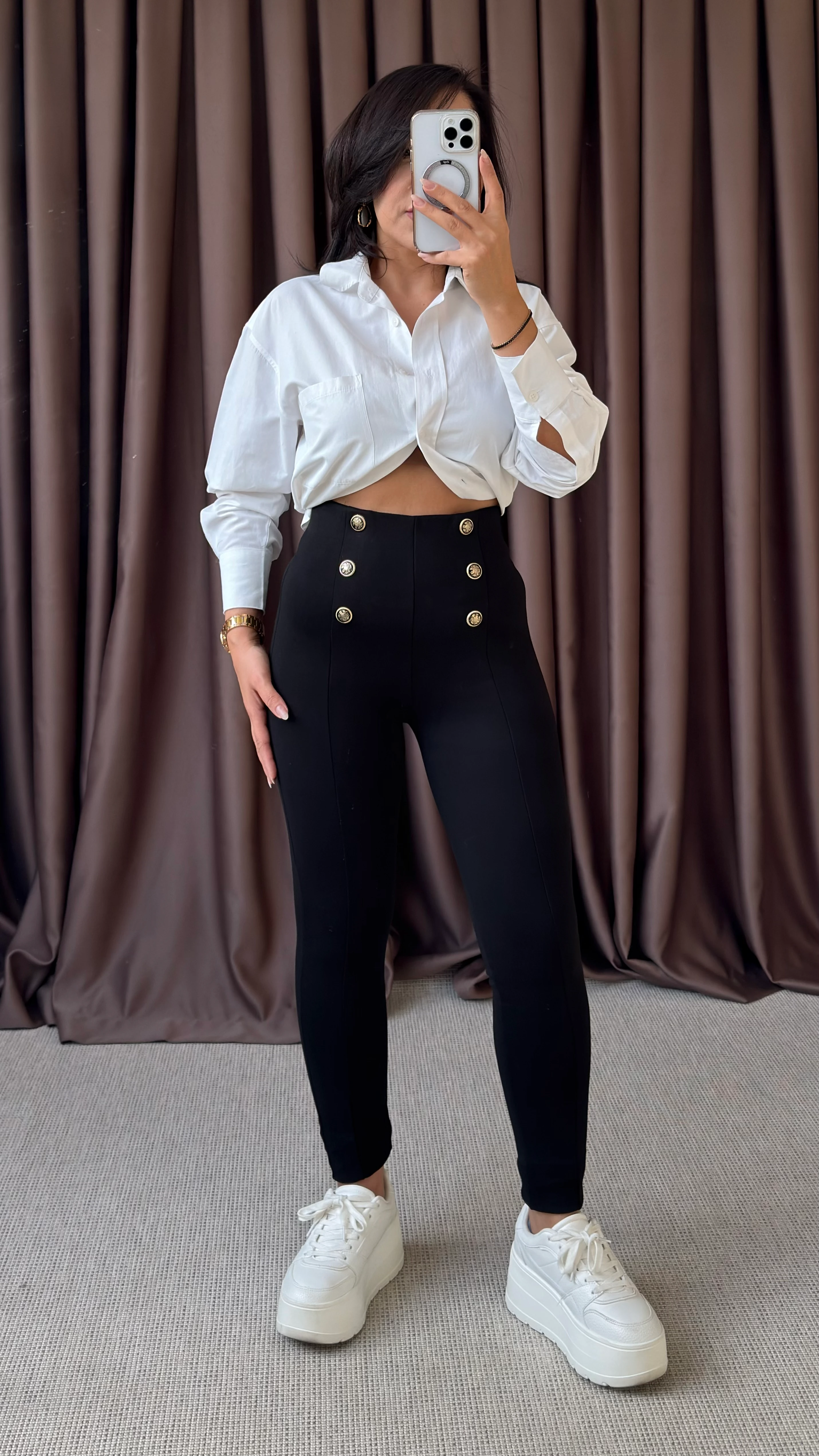 GOLD DÜĞMELİ ÇELİK TAYT