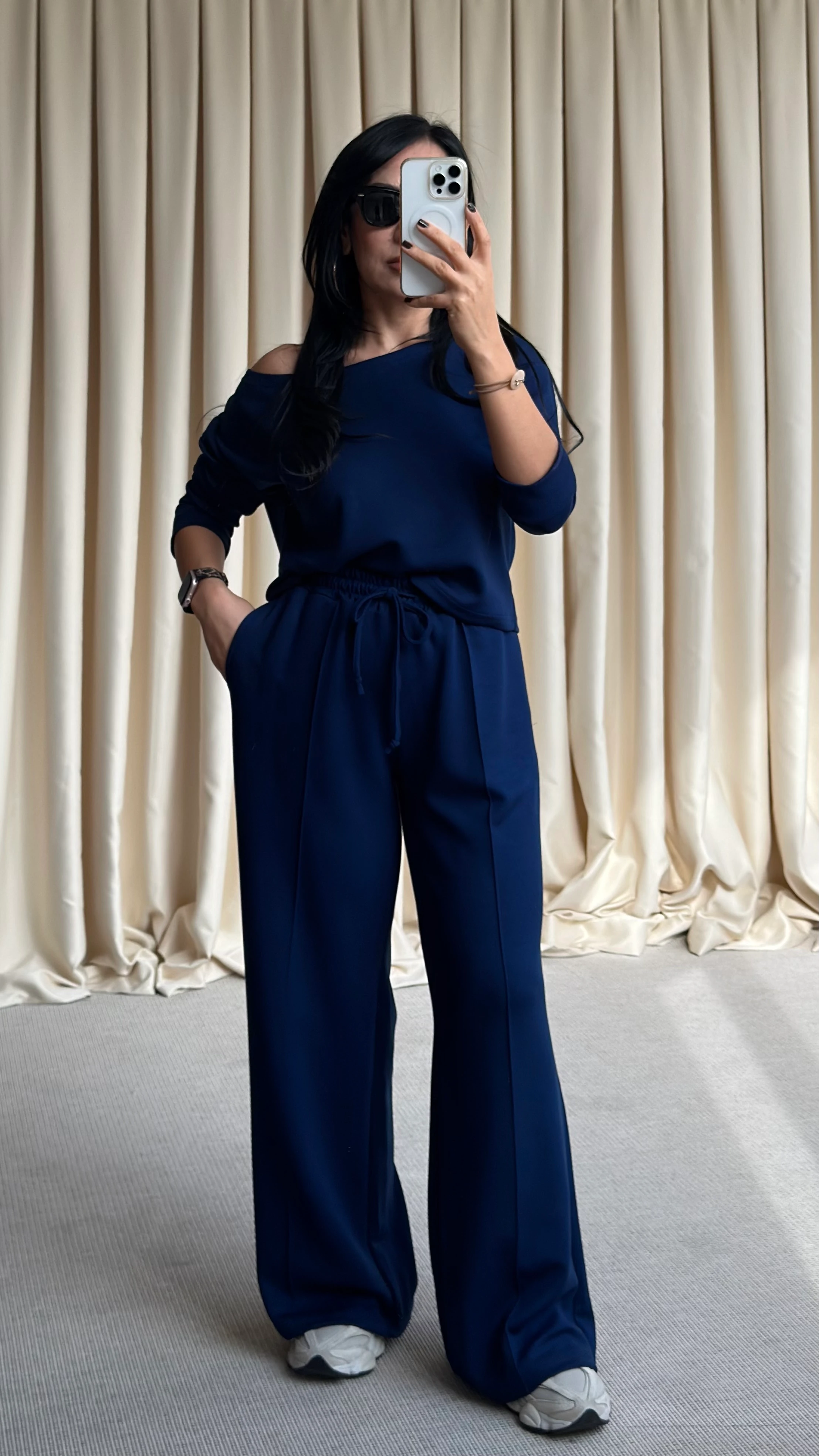 DÜŞÜK OMUZ MODAL EŞORFMAN TAKIMI - Lacivert