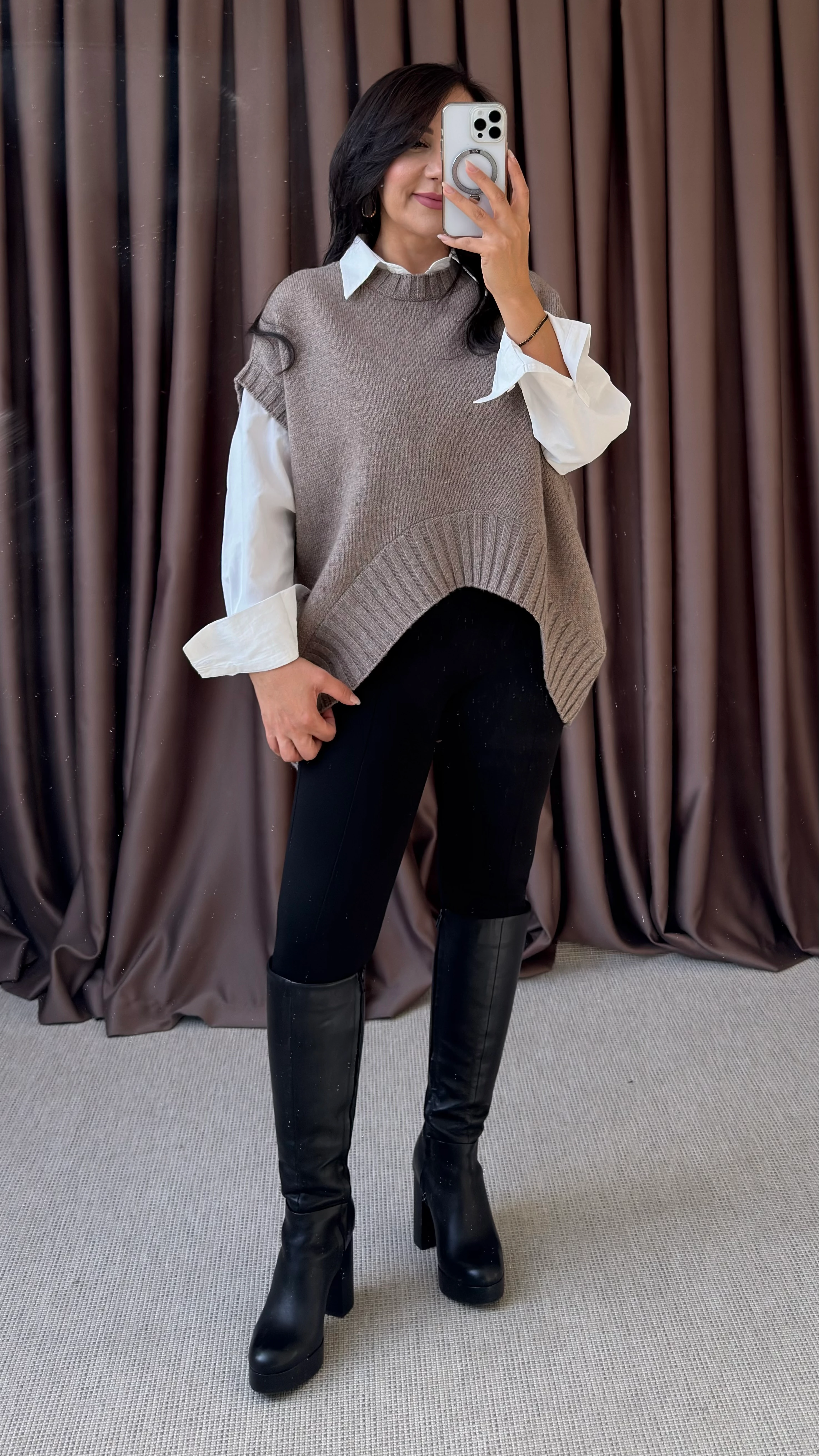 BİSİKLET YAKA VEREV TRİKO SÜVETER - Vizon