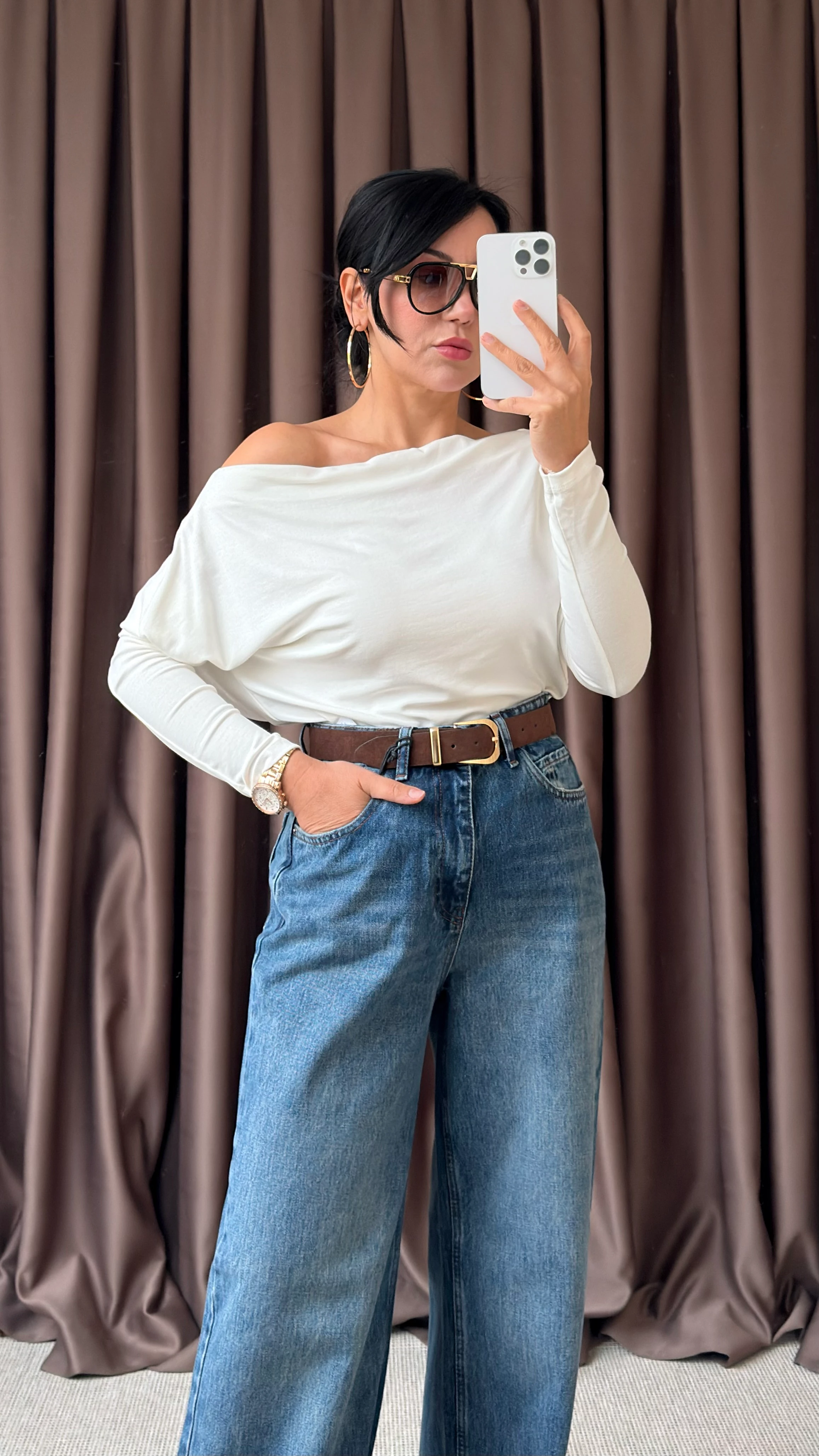 OMZU DÜŞÜK BLUZ - Ekru