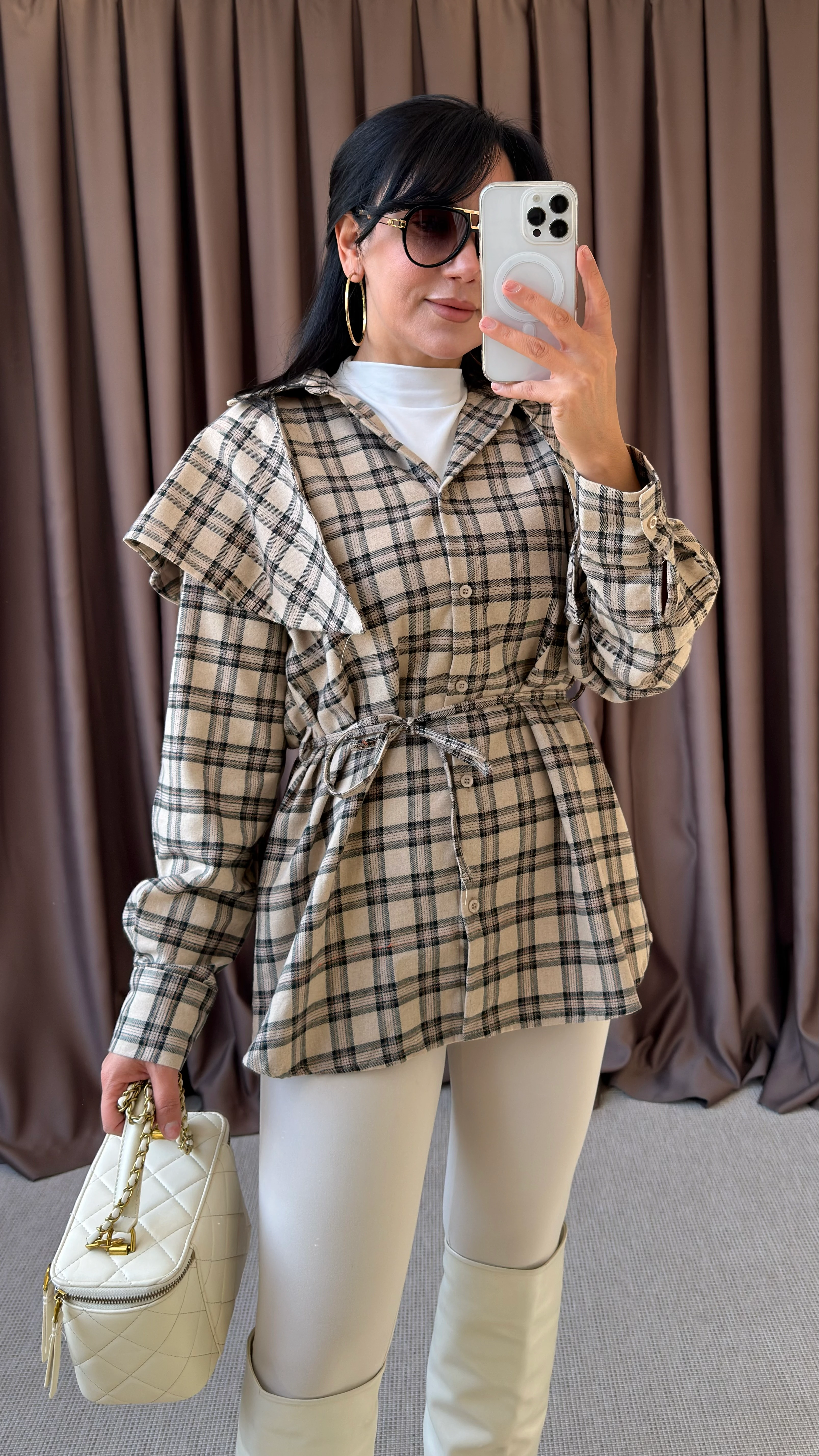 ŞALLI BELDEN OTURTMALI ODUNCU GÖMLEK